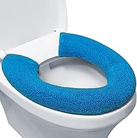 Vista 11 de Funda para asiento de inodoro, baño suave más grueso calentador con broches fijos elástico lavable tela de fibra fundas y almohadillas para asiento