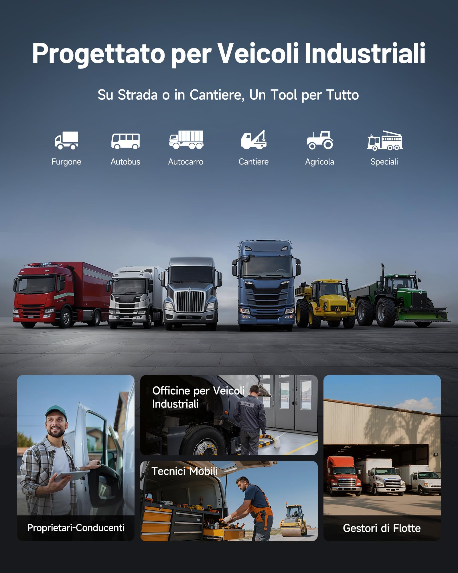 TOPDON ArtiDiag HD Scanner diagnostico camion, Strumento di Diagnostica per camion pesanti & Strumento di Scansione Diesel, 10 Servizi tra cui Rigenerazione DPF, Limitatore di Velocità, OBD/EOBD HD