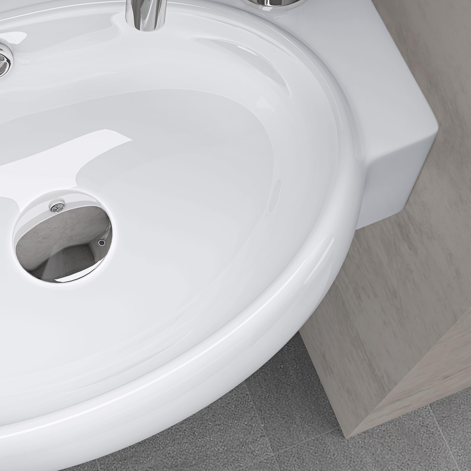 doporro Lavabo da Appoggio 42x28x15cm, Lavandino Bagno in Ceramica Nano Rivestimenti Inclusi Brüssel001L, Bianco