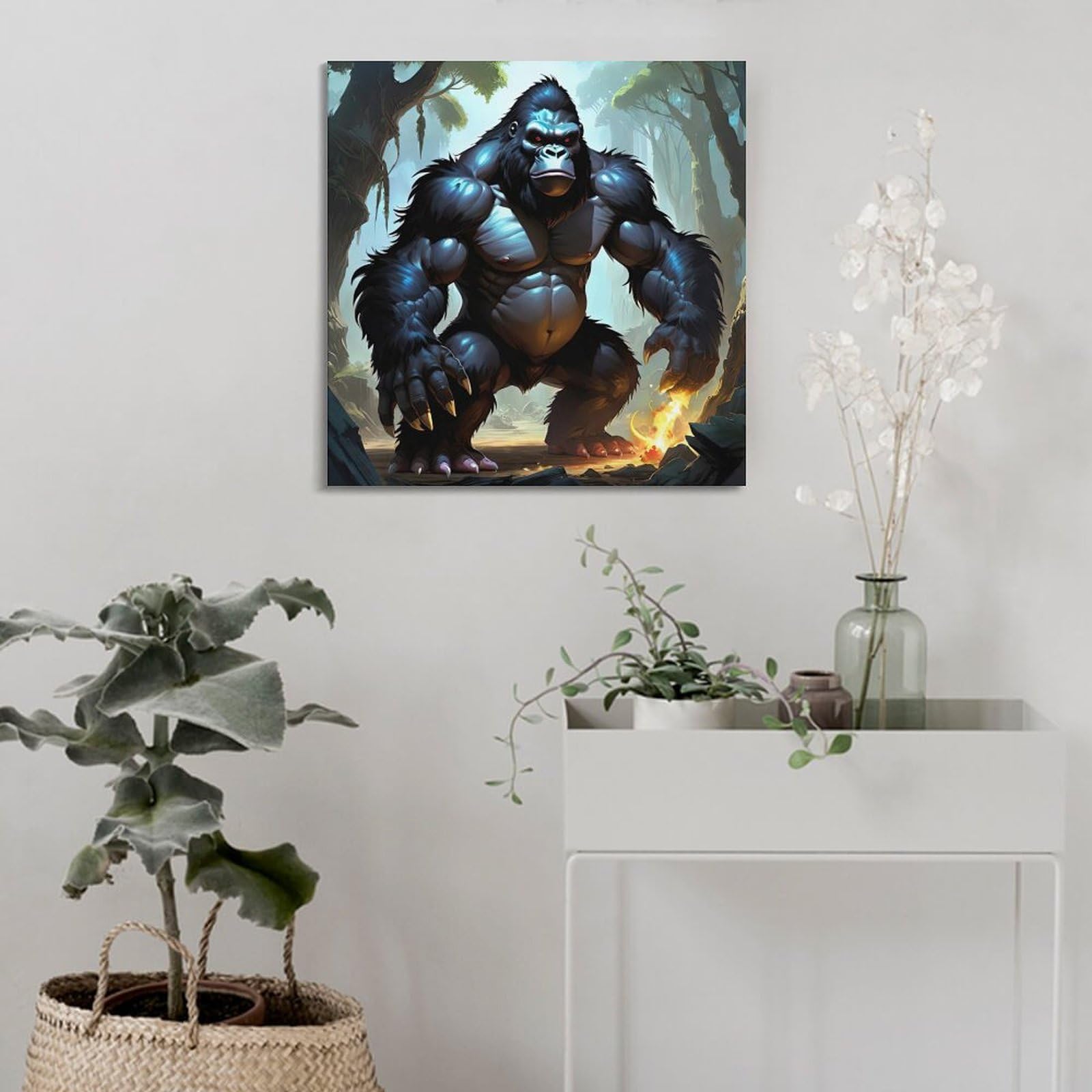 XFUHB Poster con animali selvatici a forma di scimpanzé gigante, decorativo, su tela, stampa moderna, per camera da letto, per camera da letto, 60 x 60 cm