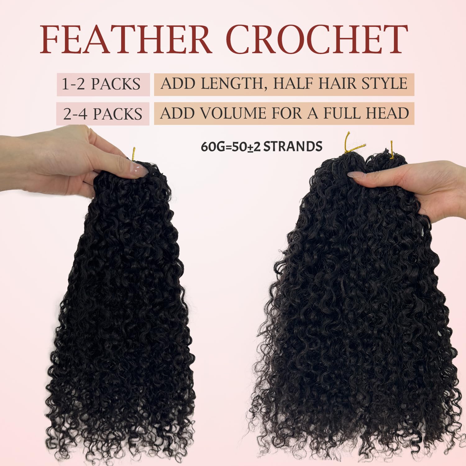 Burmese Cruly Feather Crochet Human Hair Extensions Salon-Level Pre-Separated Lightweight Reusable No Tangle Shedding Thick Invisible Pre-Looped For Boho Braids 60g 16inch