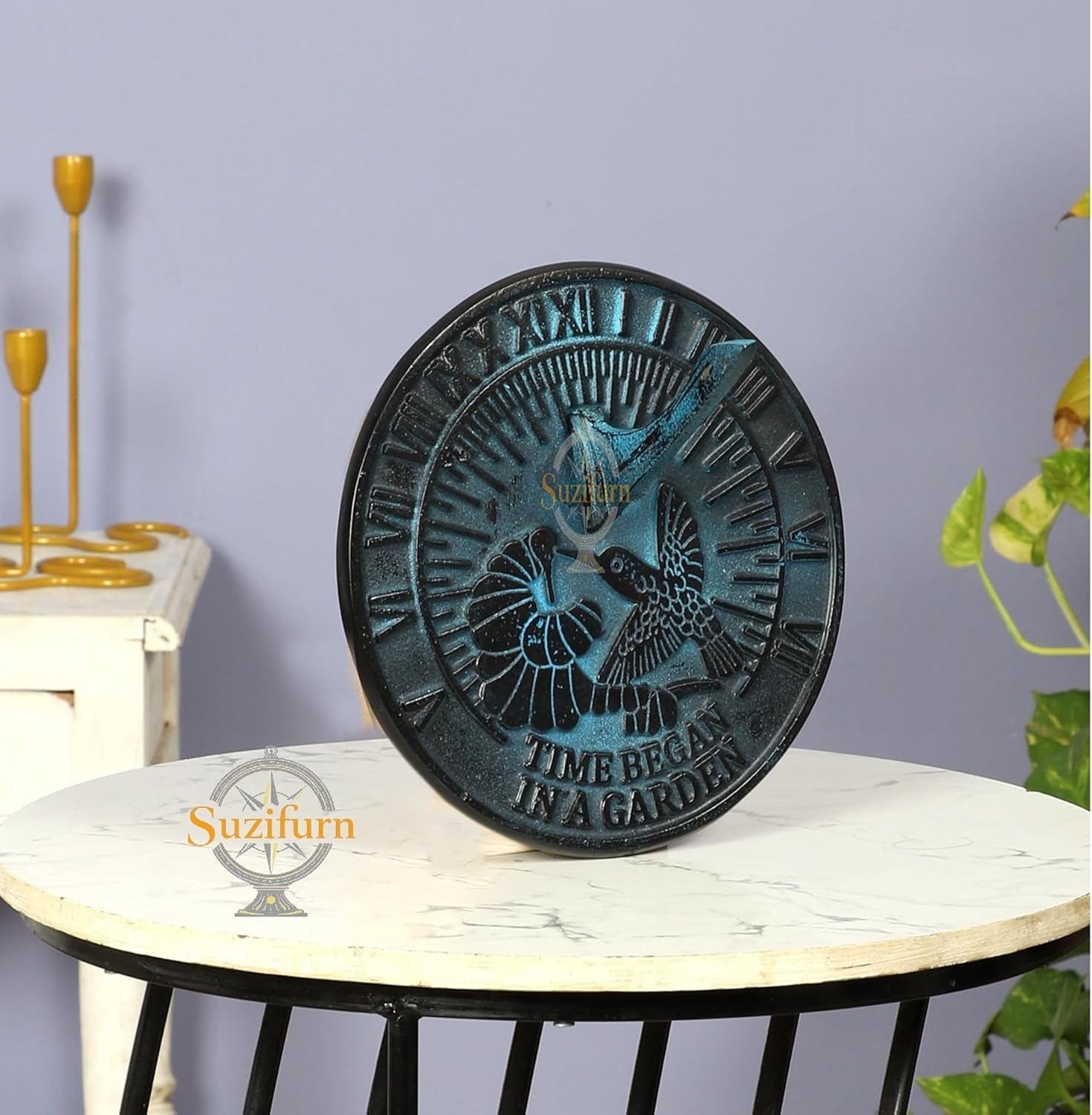 Hummingbird Sundial, Cast Iron with Verdigris Finish