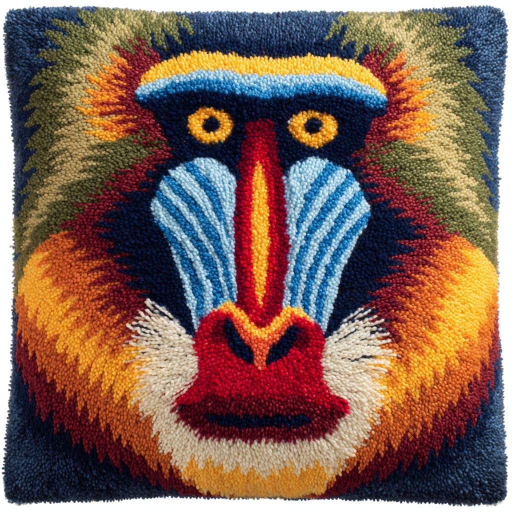 WallustrioaW Latch Hook Kits DIY Throw Pillow Cover,Animals Monkey
