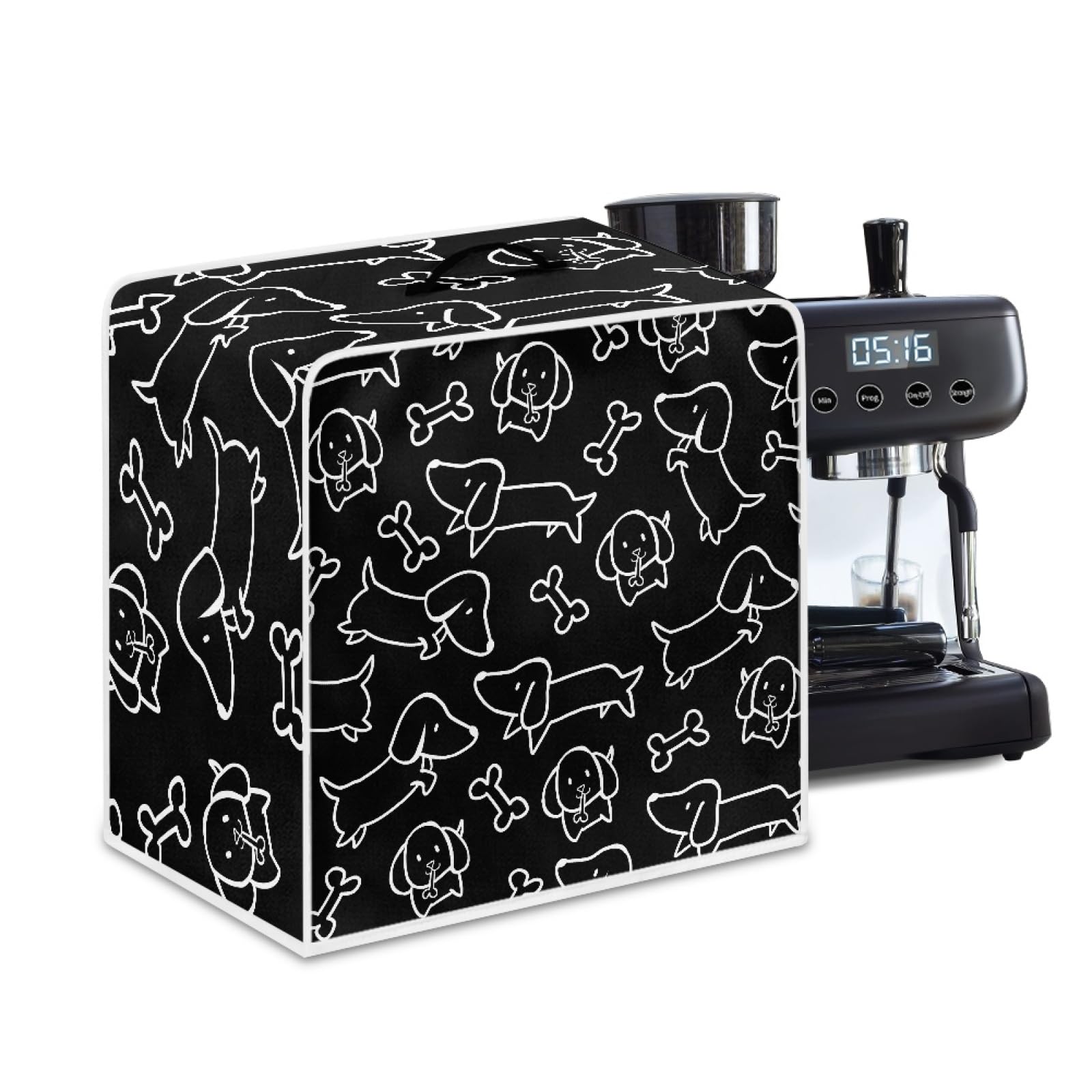 Black Dachshund Coffee Maker Cover Lightweight Kitchen Accessories Decor Waterproof Small Appliance Covers with Top Handle for Kitchen Espresso Appliance Cover