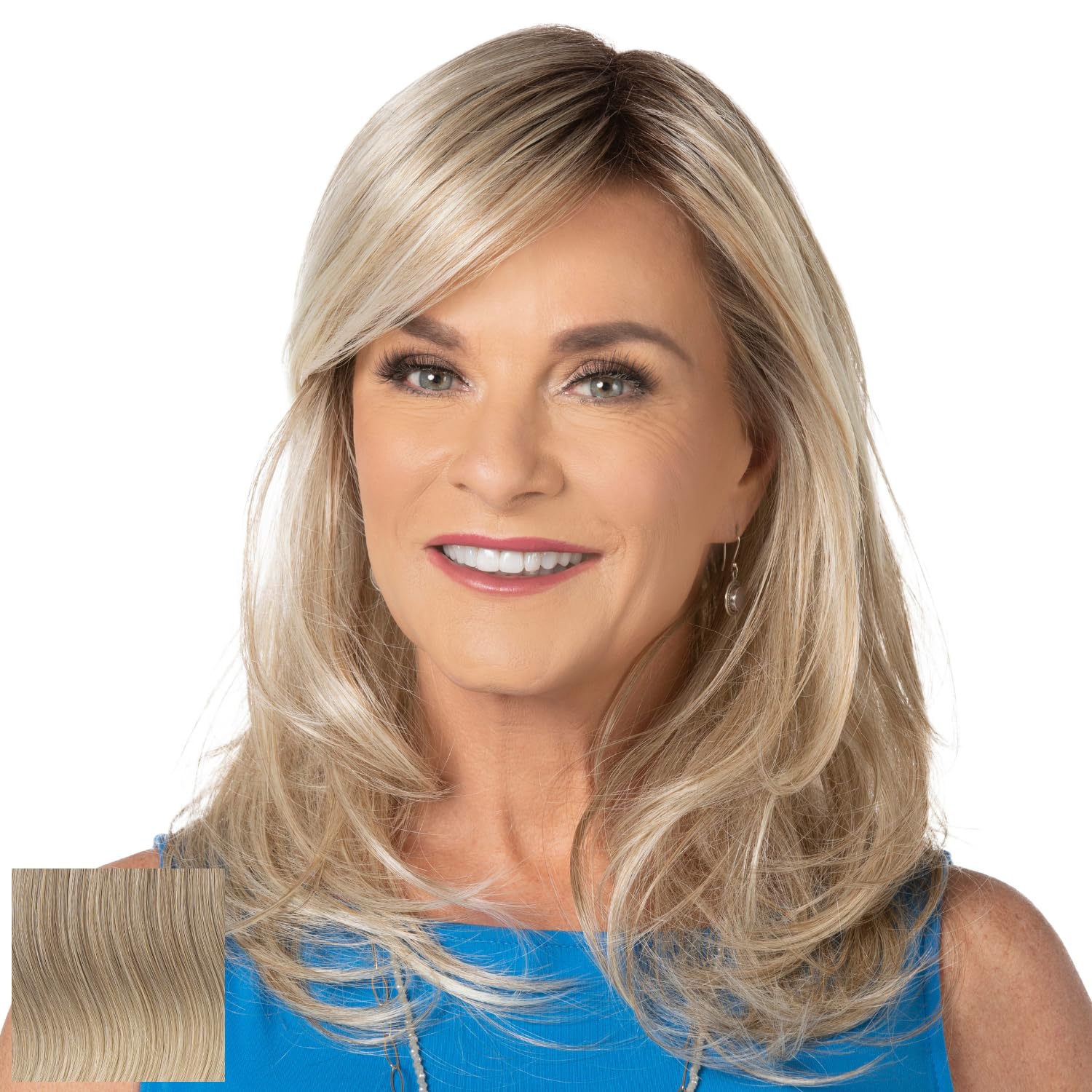 Toni Brattin Suddenly Beautiful Wig - Long, Shoulder-Length Cut with Eye-Lash Bangs - Heat-Friendly Synthetic Fiber Looks & Feels like Natural Hair - Adjustable