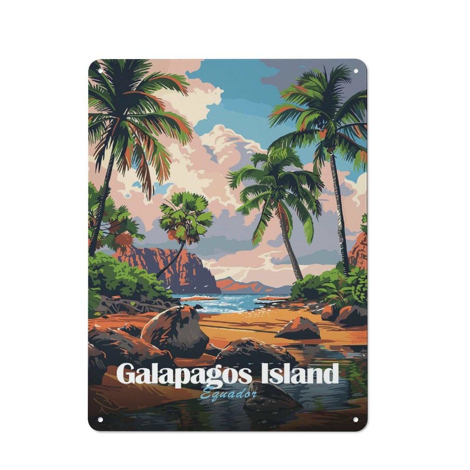 Junmoney Style-22 Galapagos Island, Ecuador Travel Vintage Metal Sign 40X30cm, Vintage Cafe Wall Decor For Takeaway, Bar, Kitchen Or Counter Area