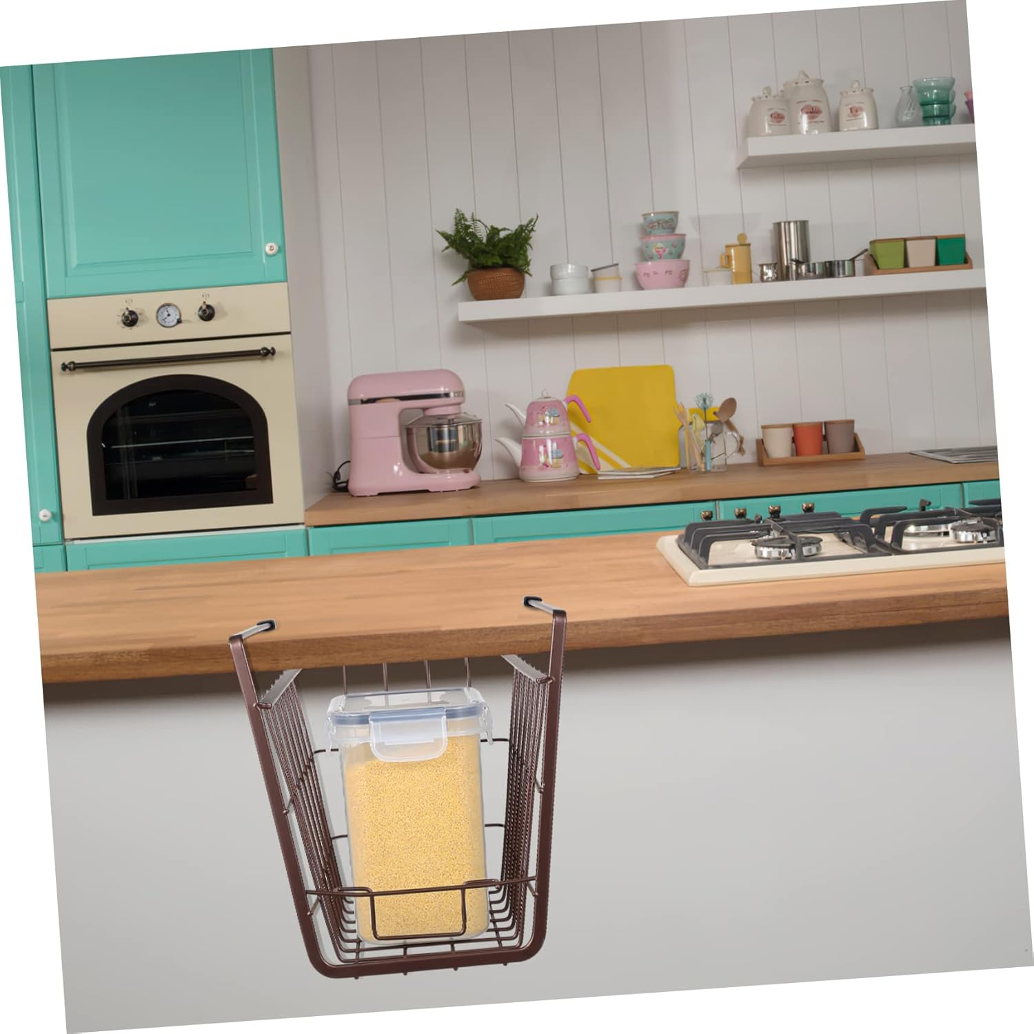 Garneck 2pcs under Shelf Storage Baskets for Pantry Cube Organizer Iron Hanging Baskets for Kitchen Bathroom