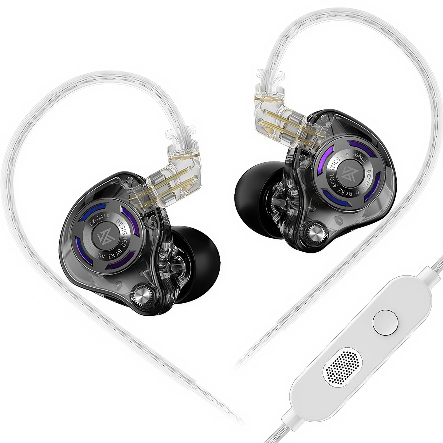 KZ-Gale Earbuds – in-Ear Headphones with Ergonomic Design, Stereo Sound, and Comfortable Fit for Immersive Gaming Experience (with Microphone, Black) Black With microphone