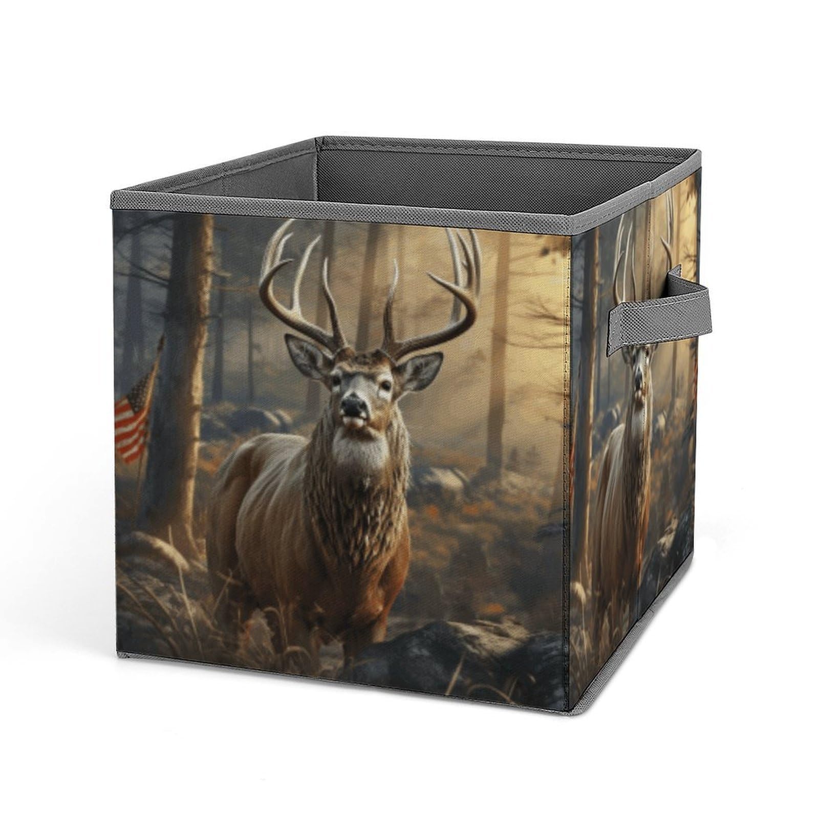 VstaDank Deer Hunting Season Storage Bin Collapsible Storage Cubes Organizer Oxford Cloth Storage Box with Dual Handles Large Stackable Closet Storage Bins for Sheets Hat Sweater