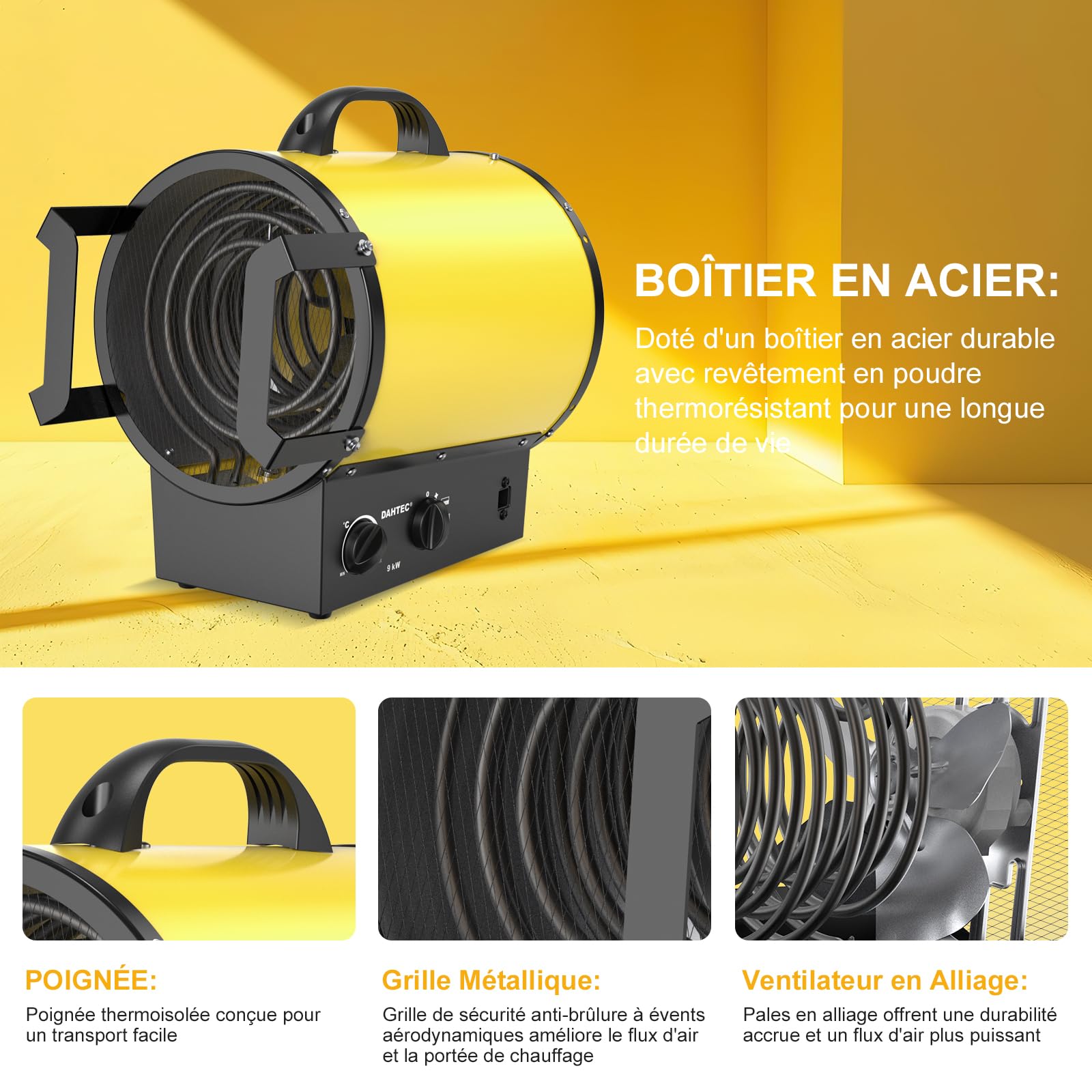 9 kW Chauffage Soufflant Industriel Radiateur Électrique 400 V