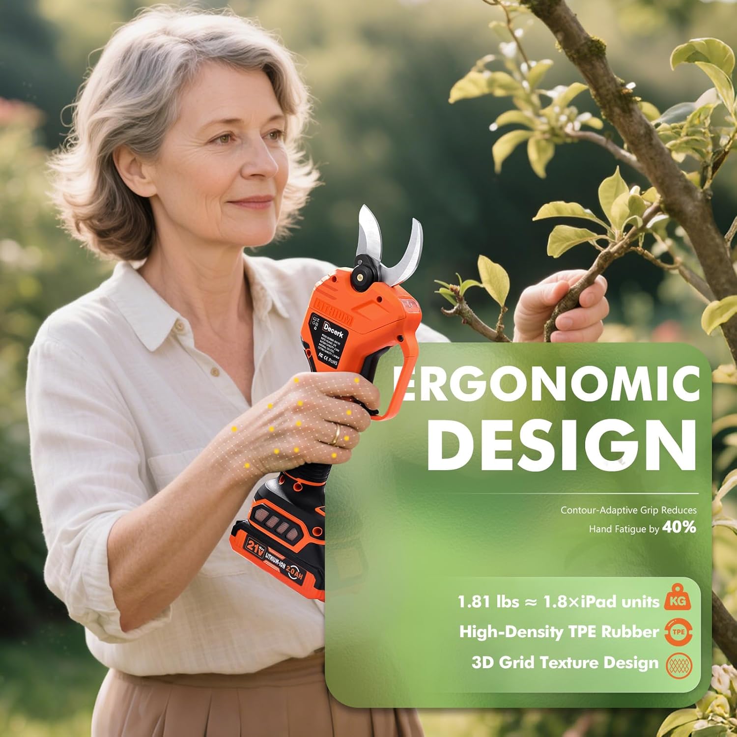 1.38'' Electric Pruners & 8.5" Hand Pruning Shears Bundle for Tree/Branch, Gardening Gift for Women/Seniors