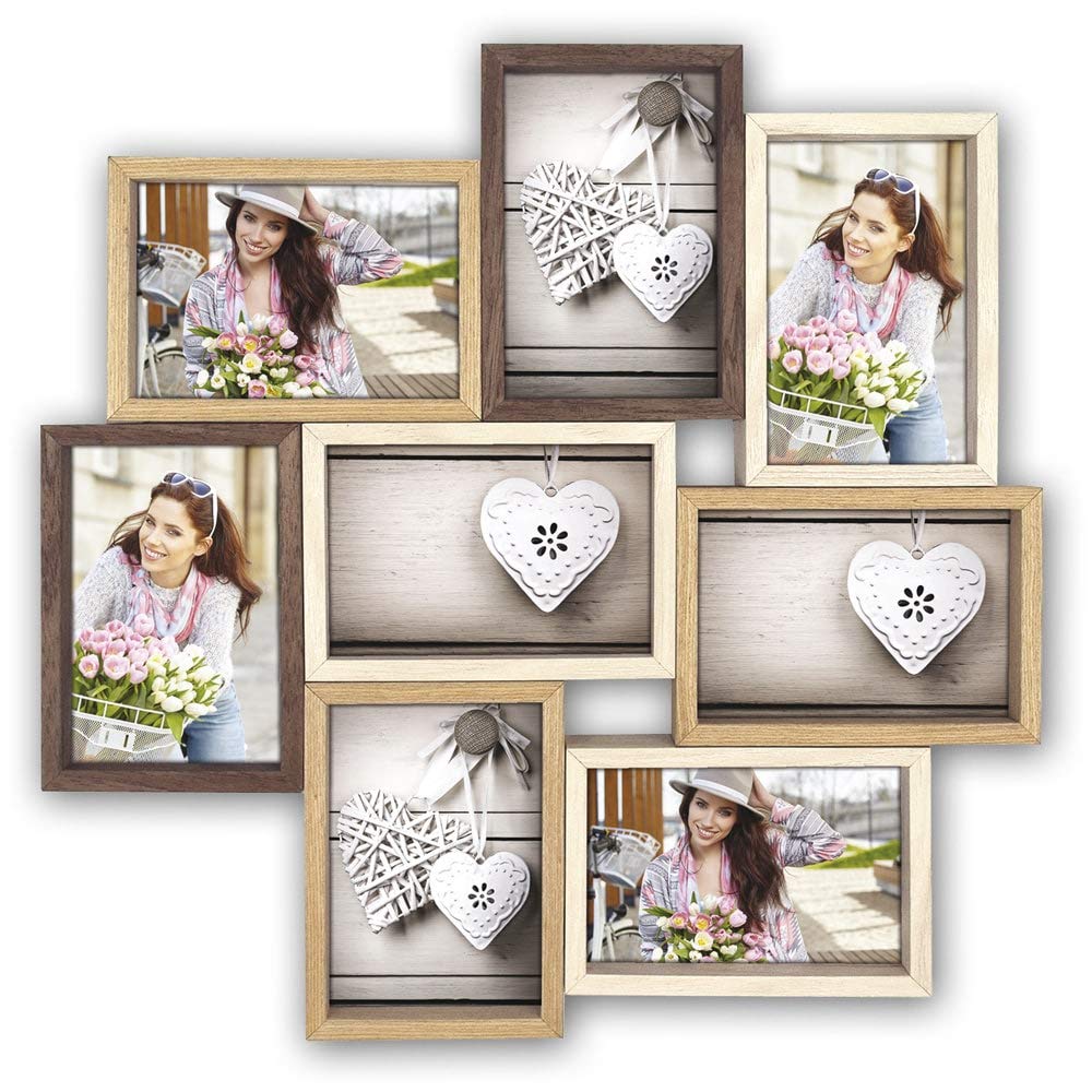 matches21 Bilderrahmen Collage 44x44 cm – Wand-Deko aus Holz, 8x 10x15 cm-Fotos