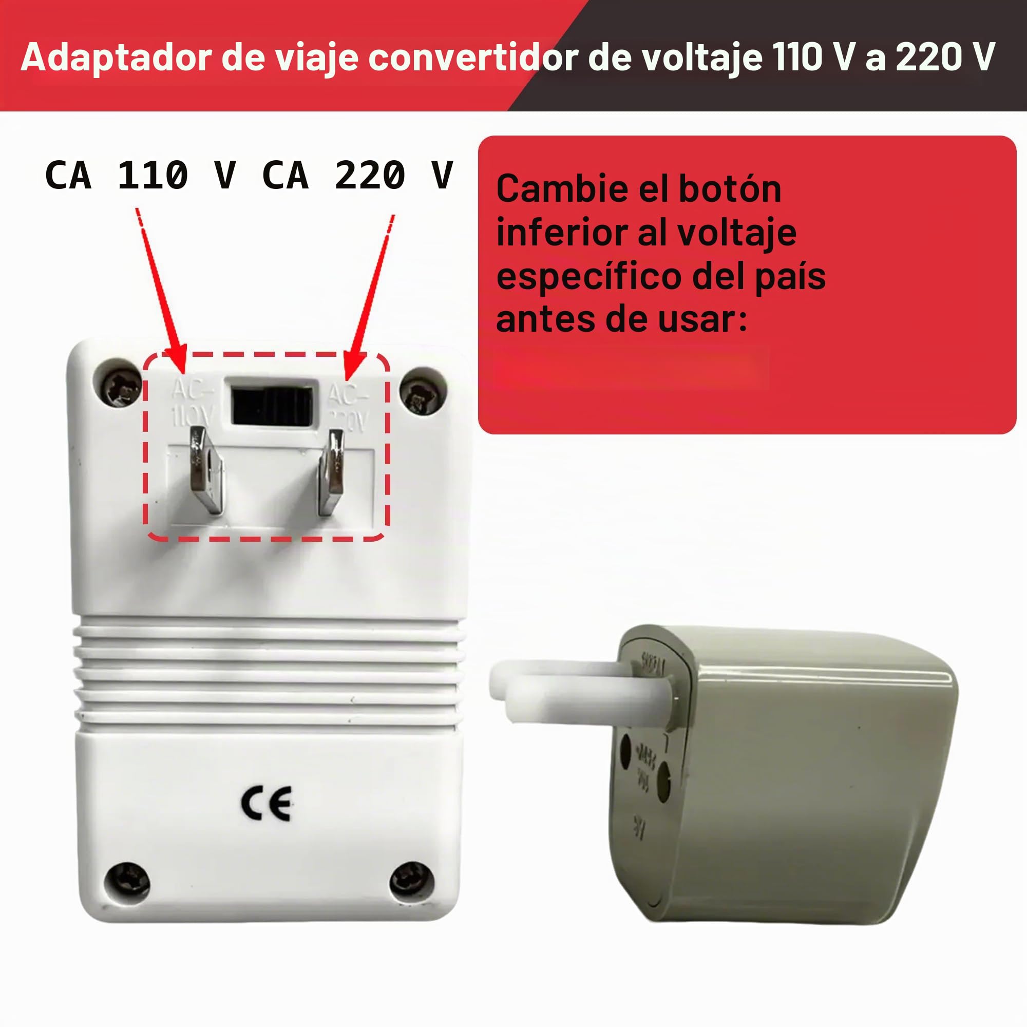 Transformador 220v a 110v, Convertidor de Voltaje 110V a 220V Menos de 30W, Viaje Cargador Universal Portatil Aplicable a Estados Unidos, UK, Japón