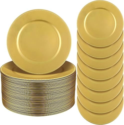 Jinei 100 platos pintados con cuentas, 13 platos redondos de lujo vintage, decoración de mesa, cargador reutilizable para mesa de comedor, boda