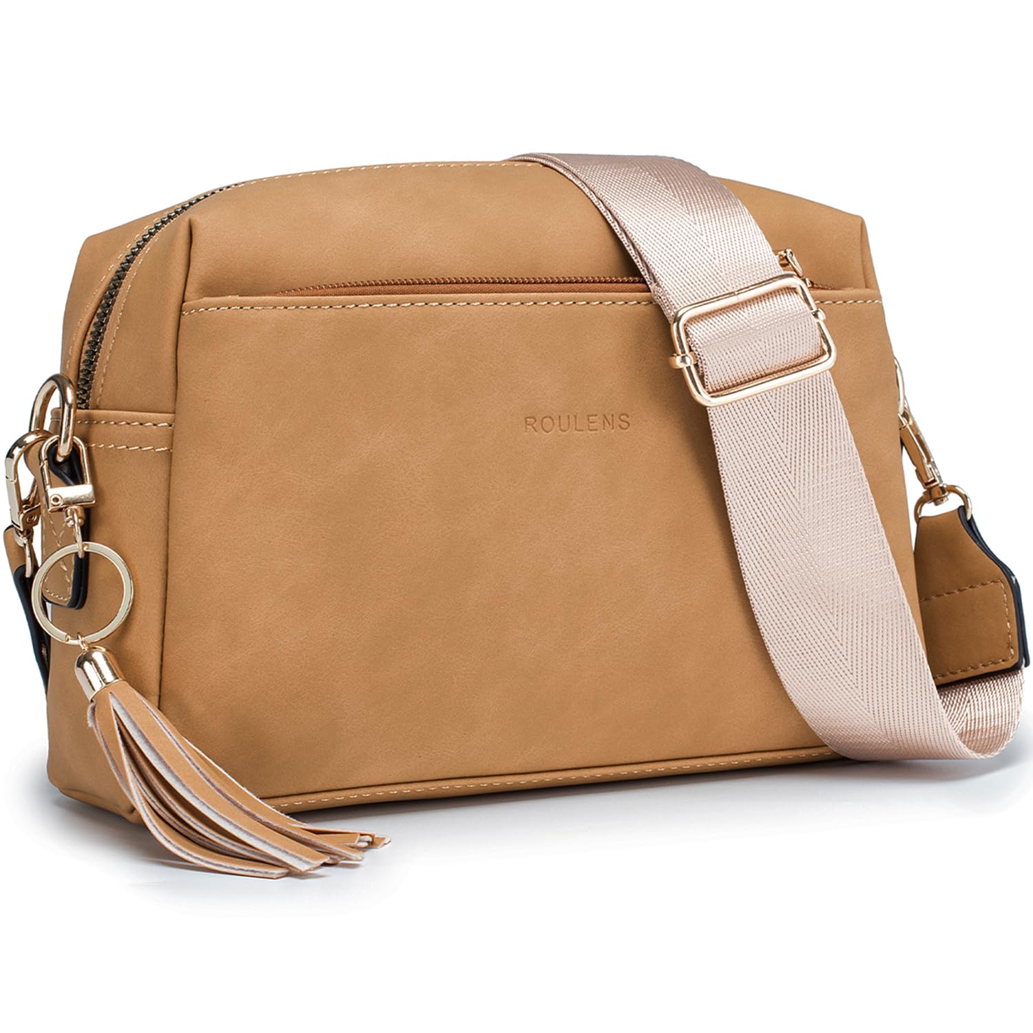 Roulens Piccola Borsa a Tracolla Donna con 3 Scomparti Capienti,Borsa Mano PU Pelle Messenger Crossbody Bag,Borsa a Spalla con Tracolla Ampia Regolabile e Rimovibile