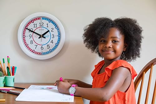 Miniatura 8 de Reloj de pared para aprender la hora con sistema de enseñanza para niños simple de 3 pasos EasyRead Time. 12 pulgadas de diámetro, para aprender