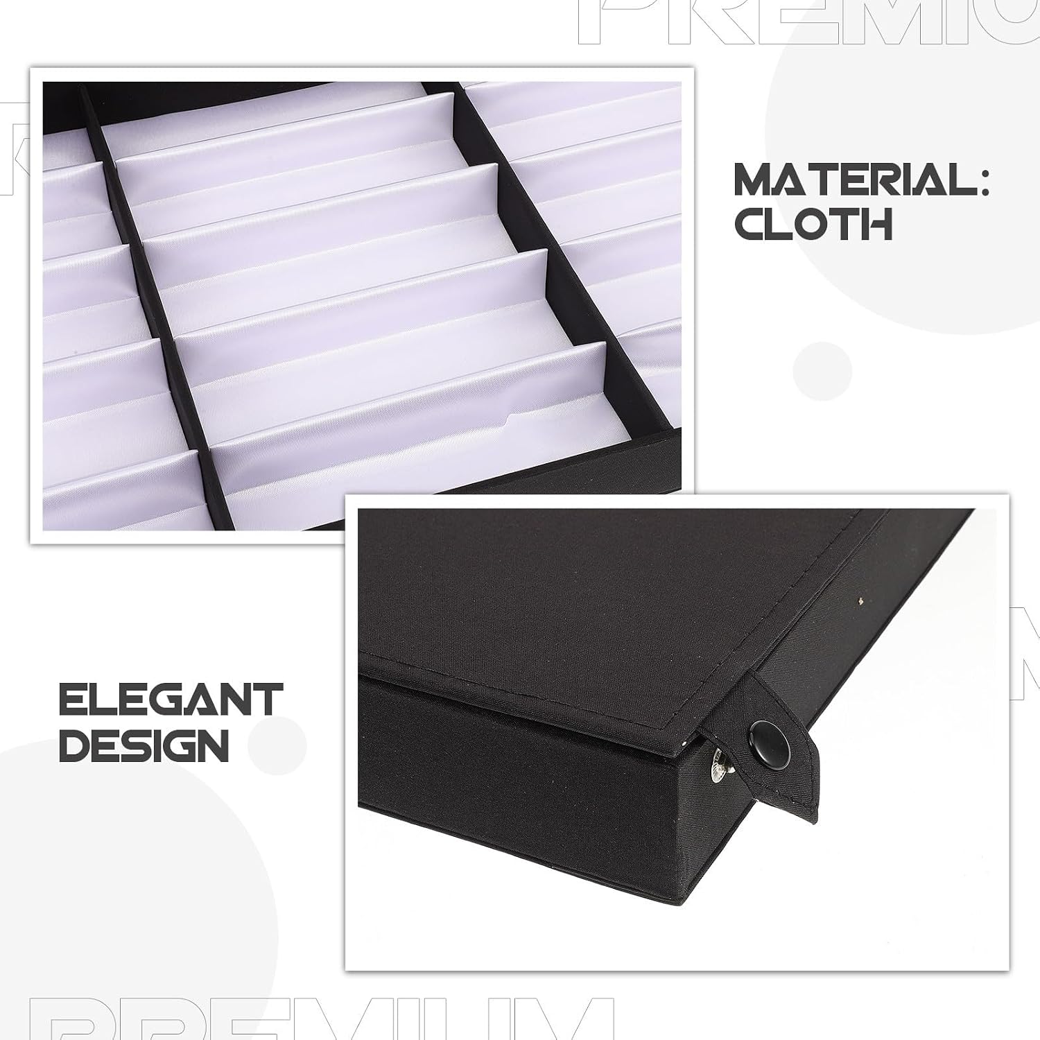 15-slot Sunglasses Display Box Organizer with Cloth Material, Compact and Multi-purpose Eyewear Case for Home Organization and Travel Use