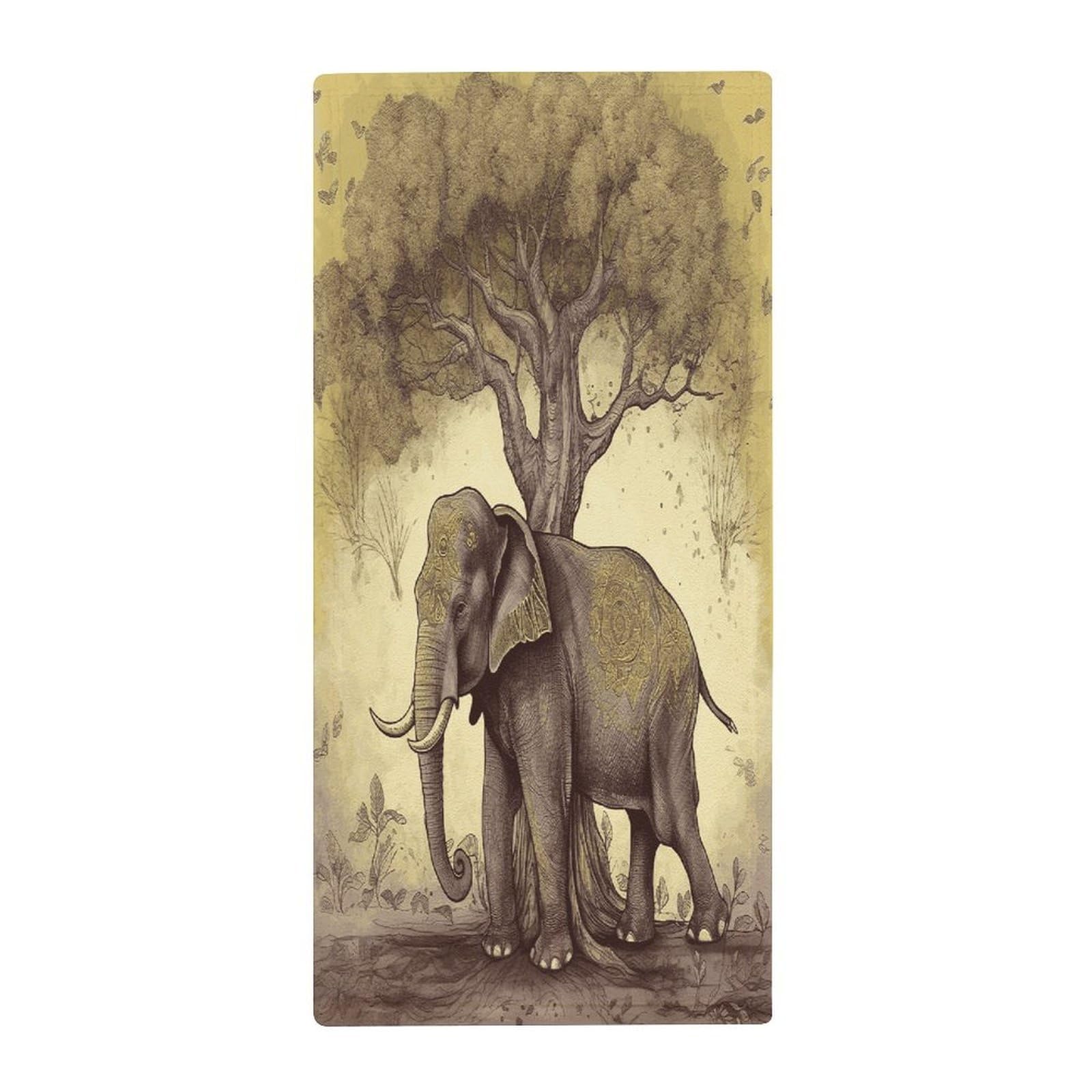 FekiLoot Asian Elephant with Tree Hand Towels Coral Velvet Highly Absorbent Towel,Classic Luxury Printed Hand Towels Soft Hands Face Towel for Bathroom Kitchen Salon Workout 13.8 X 28.7 in
