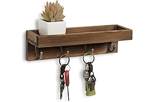 MyGift Floating Wall Shelf with Hooks: Stylish Storage and Organization for Your Home