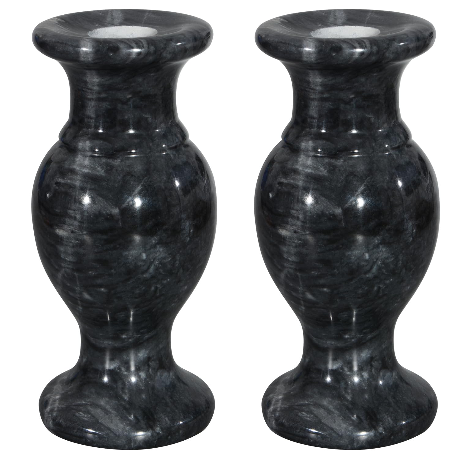 Cemetery Vase, Natural Marble Vases Flower Vases with Draining Holes for Indoor Outdoor Cemetery Memorial Grave Decorations (2, Grey)