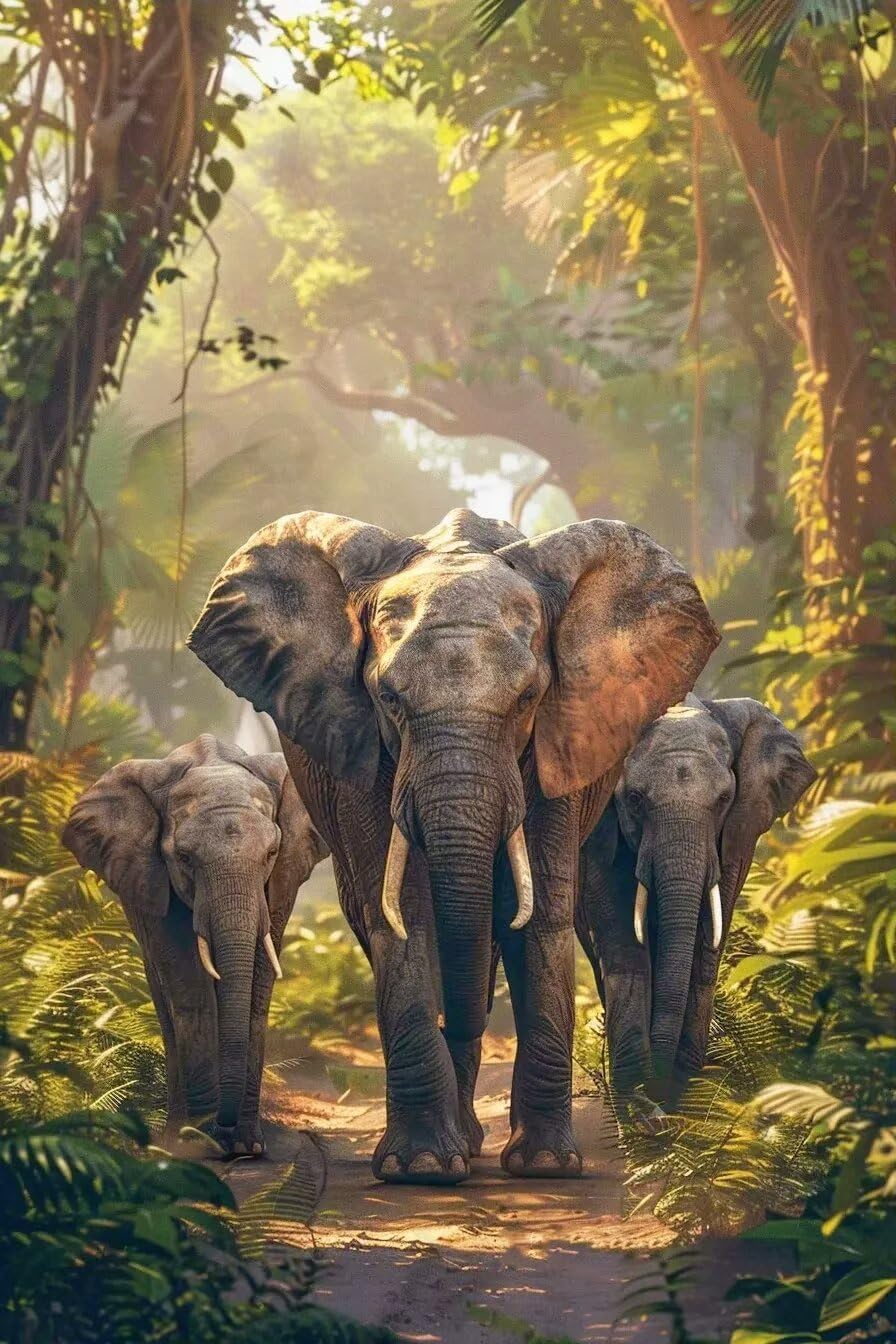 Rovifei Walking Elephant Diamond Painting, Adult Full Crystal Gemstone Art Cross Stitch Kits for Beginners Handmade Dining Room Decoration Wall Decoration 20x20 Inch