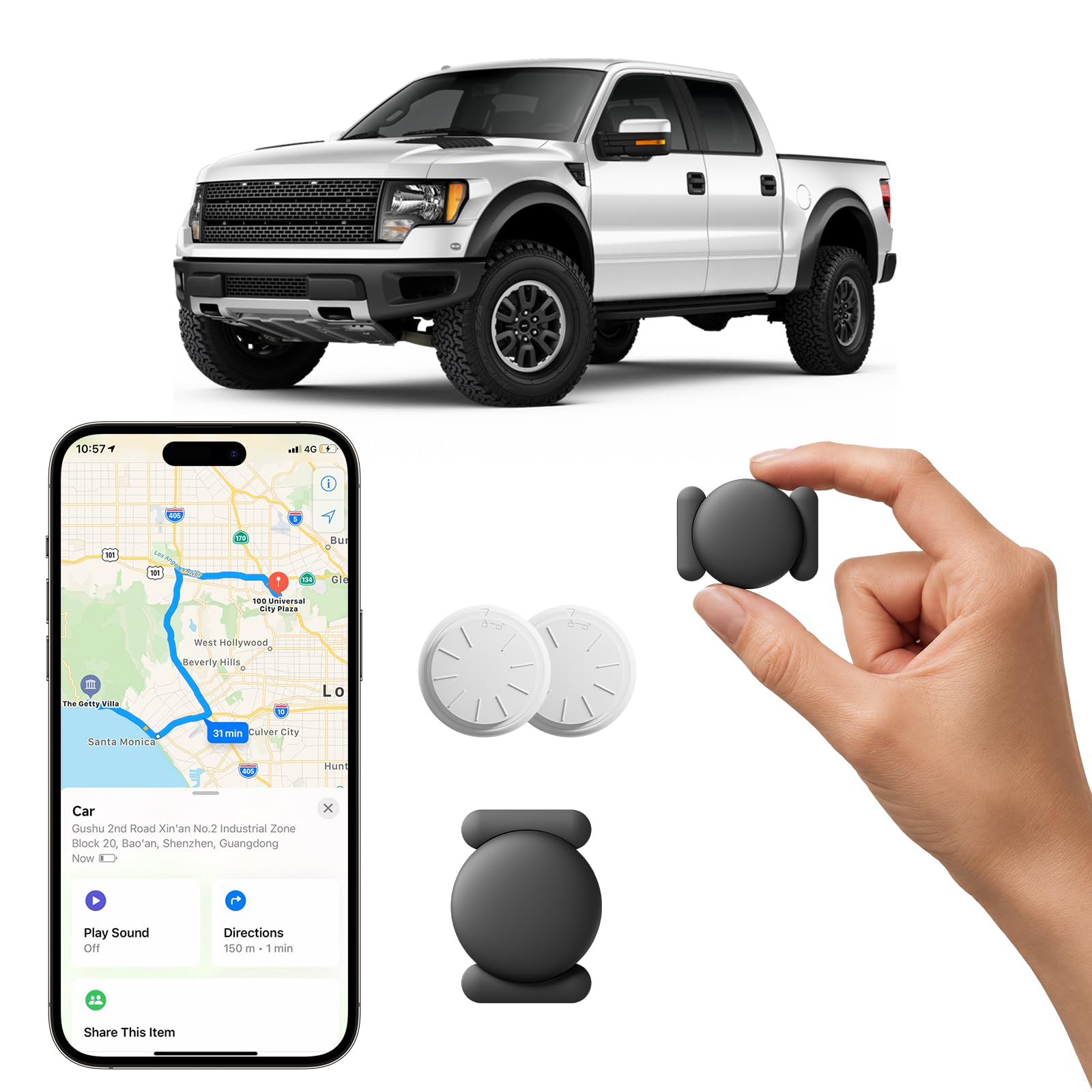GPS Tracker for Vehicles, 2PCS Mini Hidden Vehicles Tracker with Magnetic Case, Work with Find My (iOS Only), Car Tracker No Monthly Fee (Black)