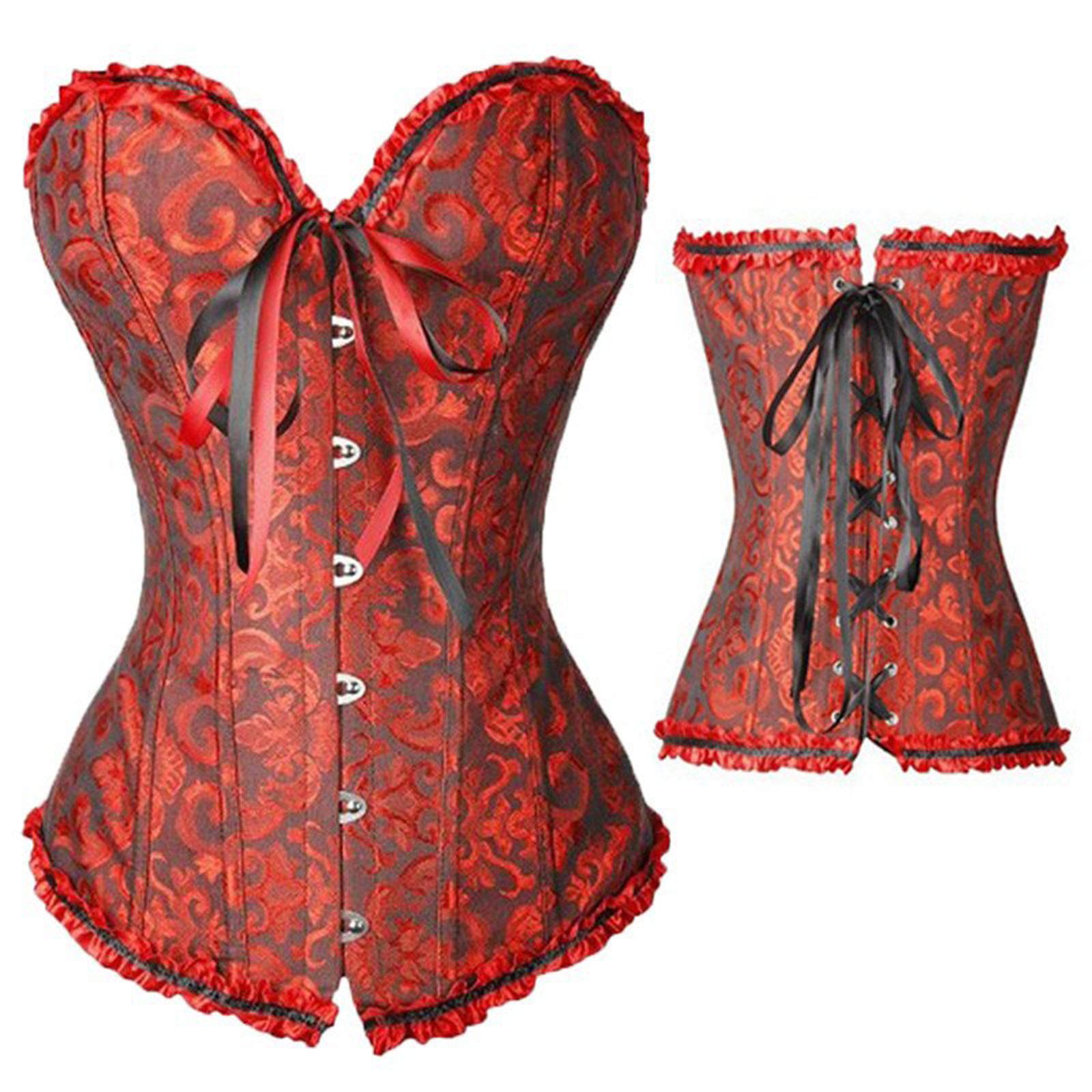 Sexy outfit Damski gorset w dużych rozmiarach Stylowy, kwiatowy, żakardowy gorset gorsetowy Sznurowany gorset modelujący biust