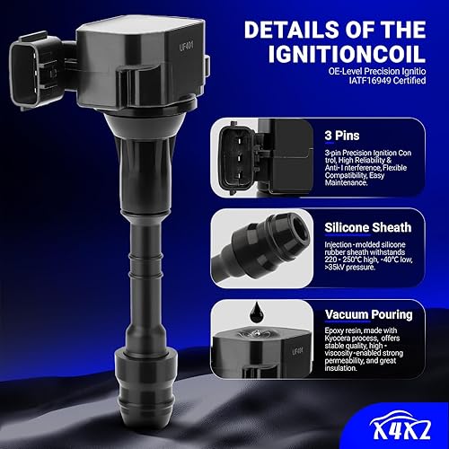 Vista 52 de Paquetes de bobina de encendido UF549 y bujía de iridio doble 9029, para Nissan Altima Versa Sentra Rogue Cube NV200 Pathfinder Infiniti FX50 M56