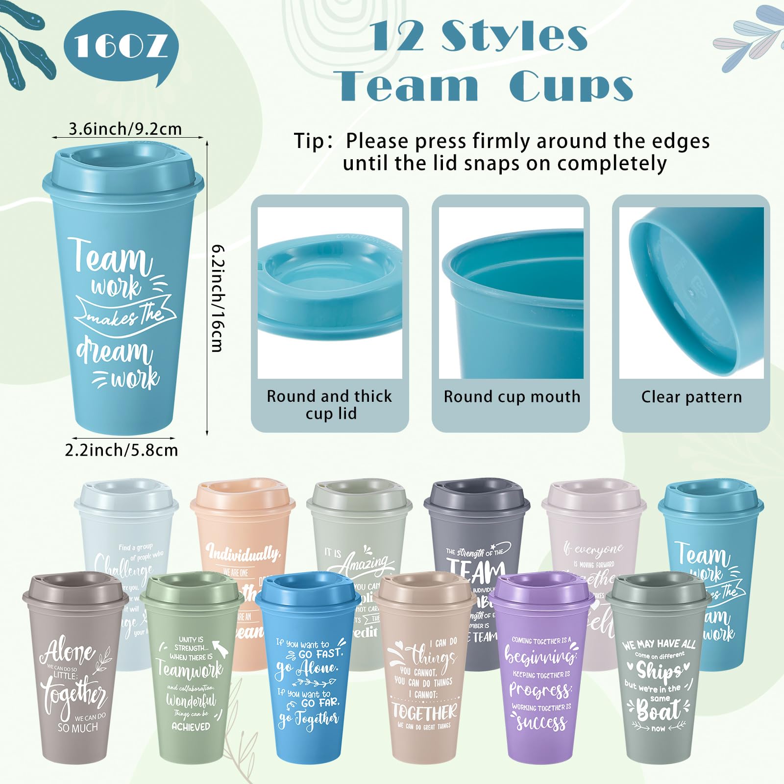 Skylety Set da 12/48 pezzi di apprezzamento della squadra, regalo di apprezzamento per i dipendenti, 473,6 ml, tazze da caffè con taccuino della squadra, penna portachiavi per personale e insegnante