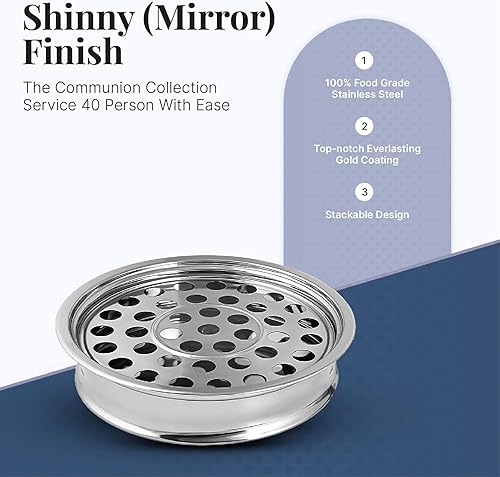 Miniatura 10 de Mayur Exports Bandejas de comunión de acero inoxidable prémium Bandeja de taza sagrada para iglesias suministros de comunión (espejo de latón)