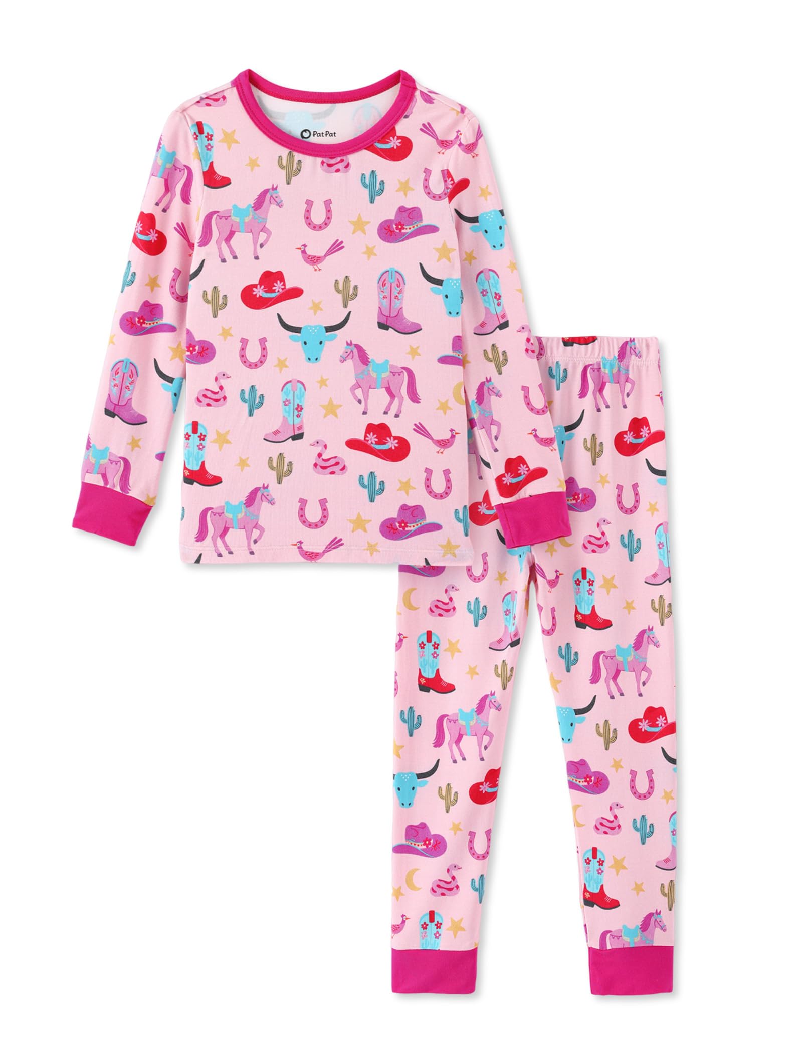 PATPAT Toddler &amp; Kids Pajama Sets with Bamboo Viscose, Snug Fit Pjs for Girls, All-Season Comfort Sleepwear, Ages 2-12 Years