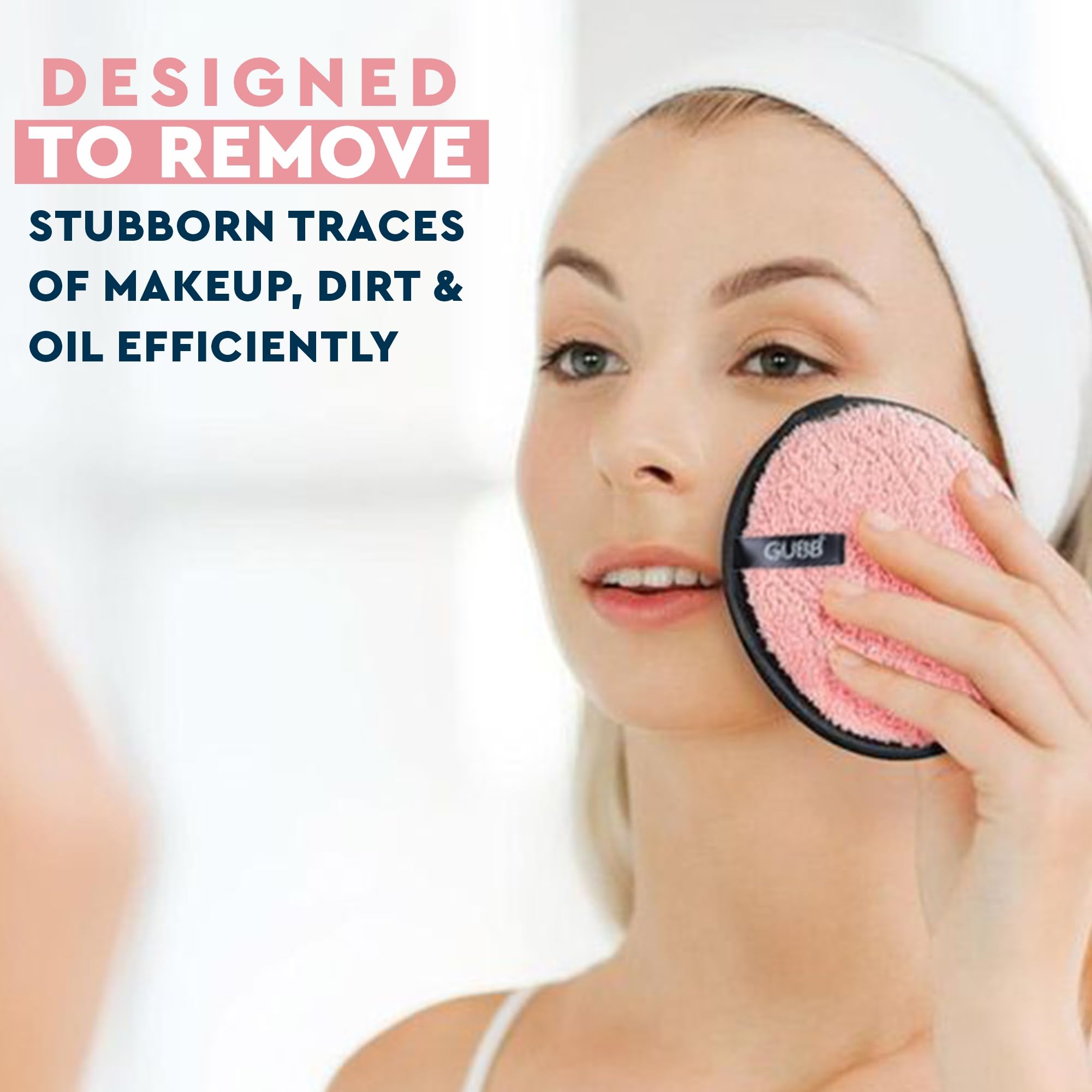 GUBB Makeup Remover Pads | Soft Round Facial Cleansing Pad Towels | Double-Sided and Washable Make Up Removers | Microfiber Sponge Pads for Deep Cleansing Facial Make-up | Safe for oily, dry or sensitive skin | Pack of 2 (Purple & Pink) 2