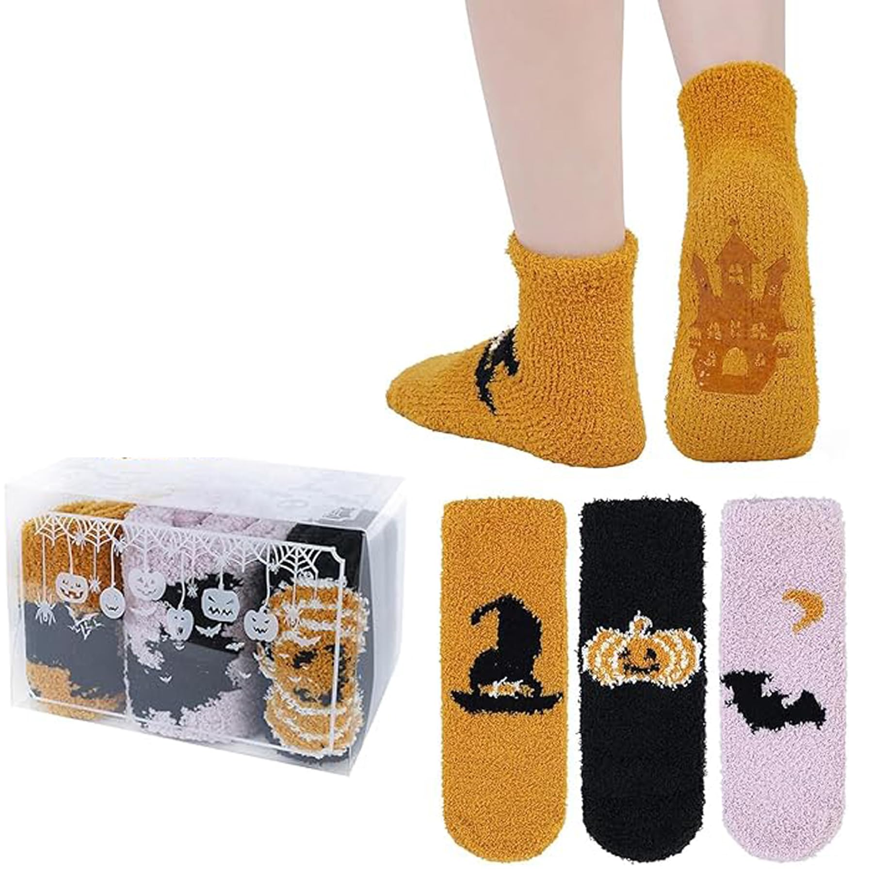 Zando Women's Fuzzy Socks for Women Slipper Socks-Cozy Fluffy Non-Slip Warm,for Halloween, Home, Hospital, Yoga