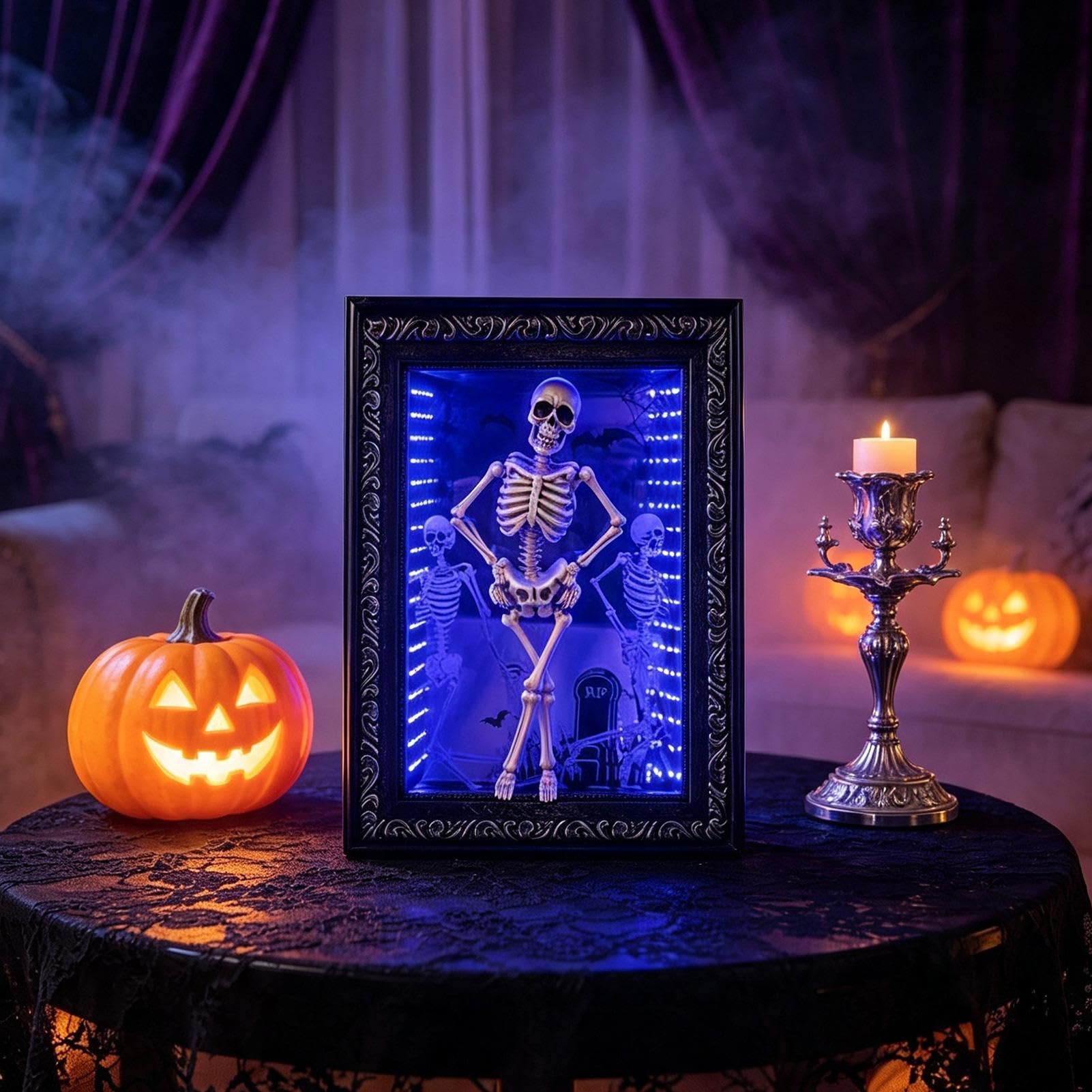 Cornice Scheletro Halloween Decorazioni da tavolo di Halloween con luce LED
