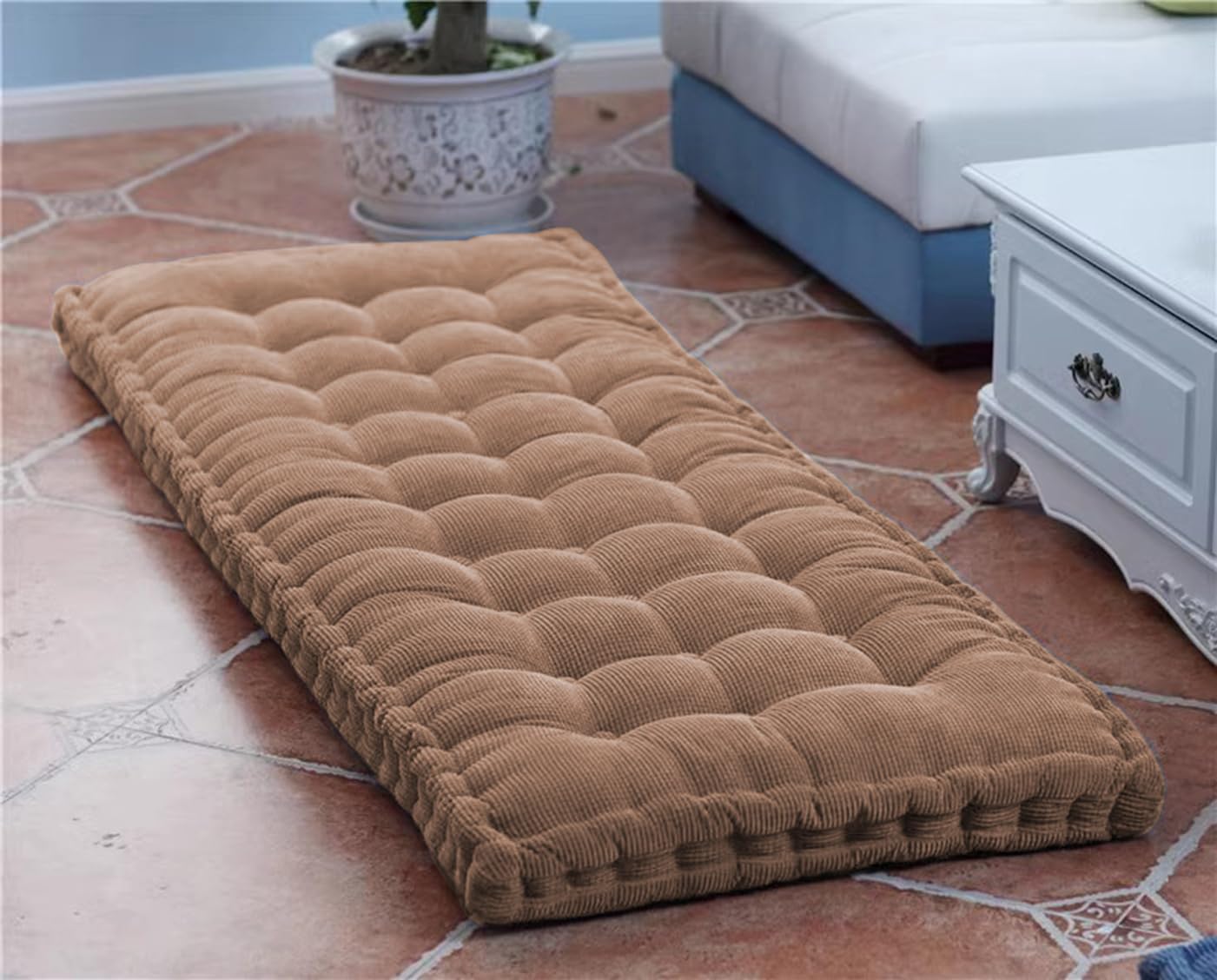 Panchina in velluto spesso, 8 cm, soffice cuscino per panca da giardino a 2/3 posti, materasso, altalena, 160 x 50 cm, tavolo marrone, per uso esterno e interno
