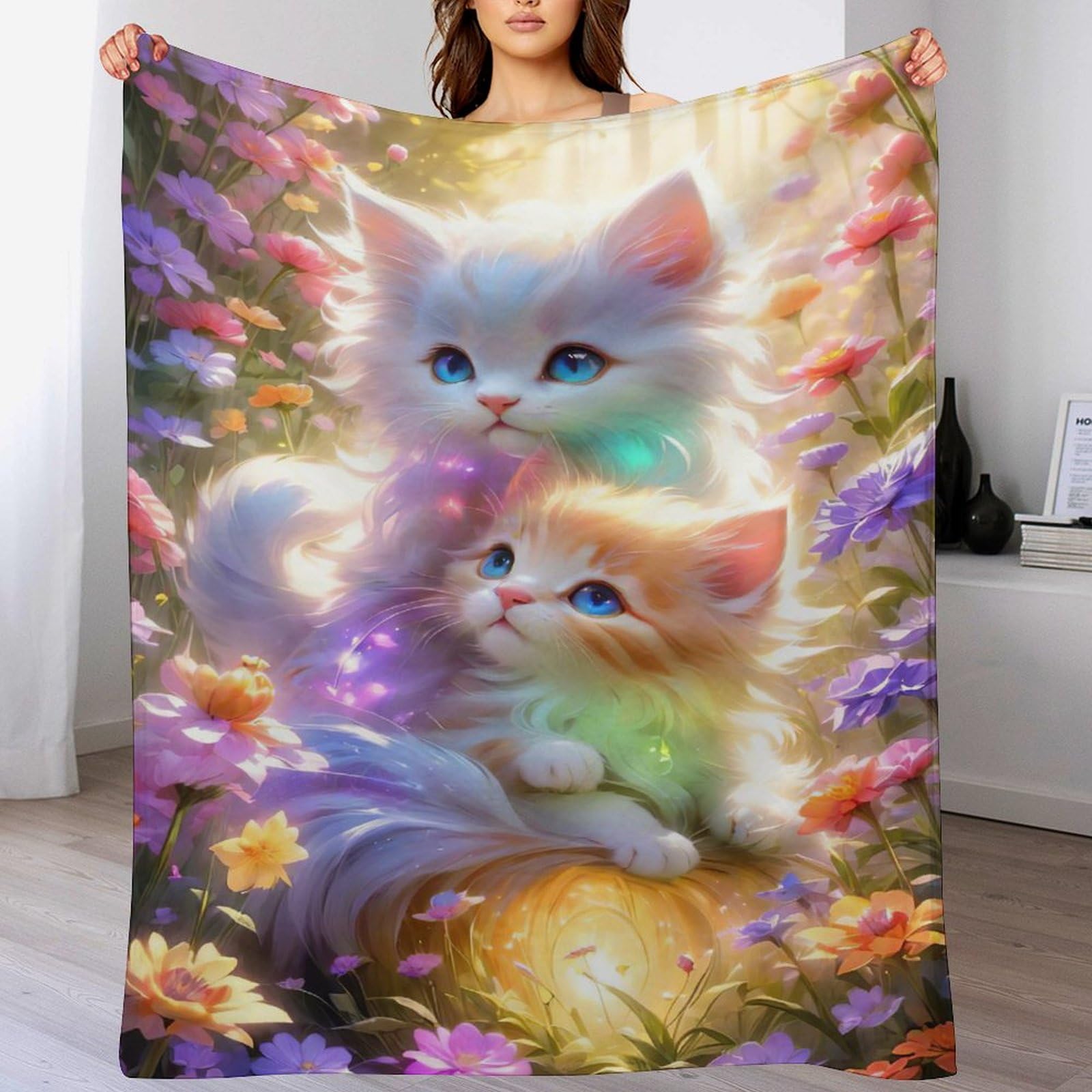 Couverture chat moelleuse en flannel pour vos soirées cocooning sur le canapé