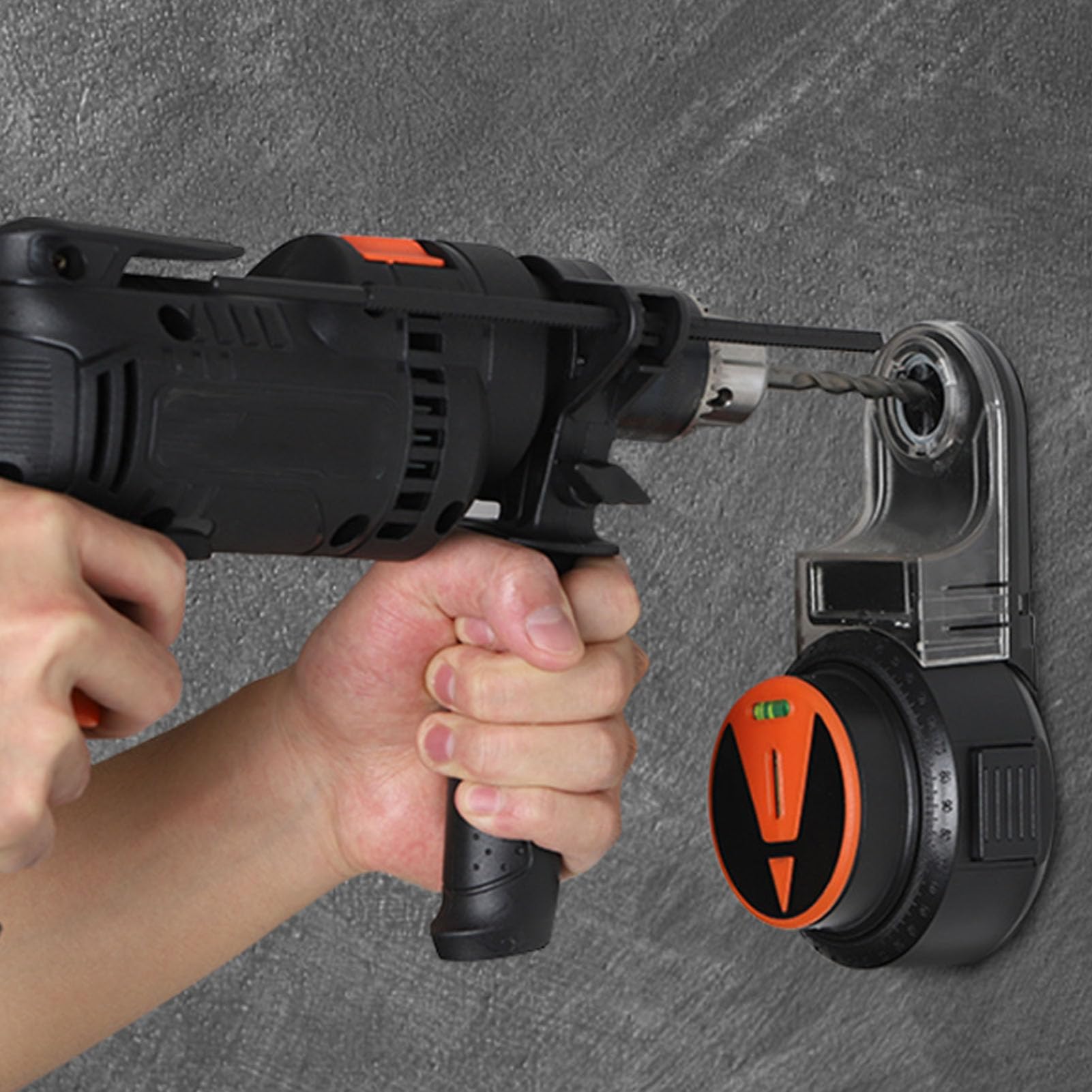 Aspiratore per Trapano Elettrico, Attacco per Raccolta Polvere Foratura 2 in 1 con Livella, Aspiratore a Mani Libere Supporta Punte Trapano 0 a 13 Mm per Forare Nei Muri