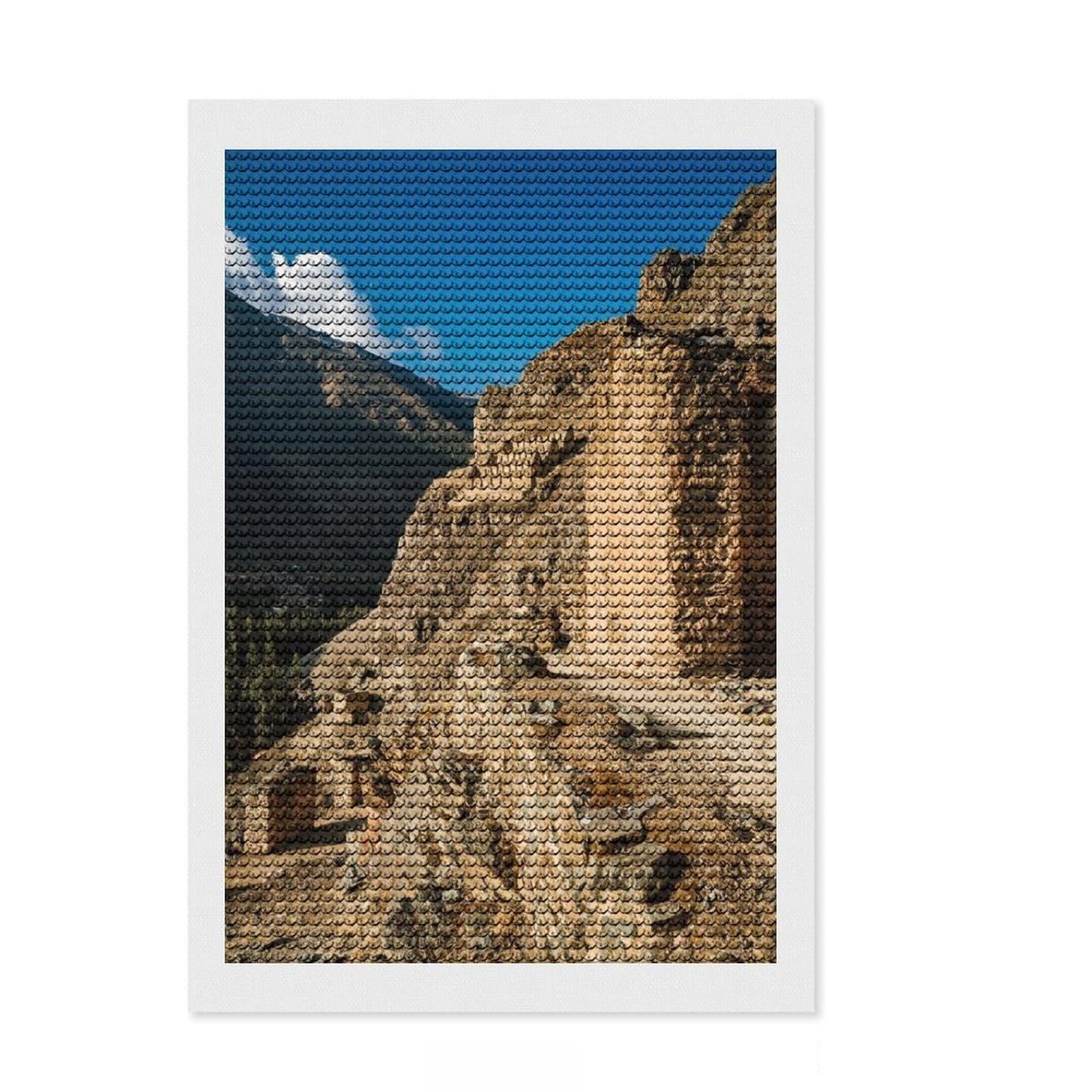 Junmoney Ollantaytambo Full Drill Diamond Painting Kit 8"x12", Vintage Style Decor, Aesthetic Room Decor, Full Kit Included