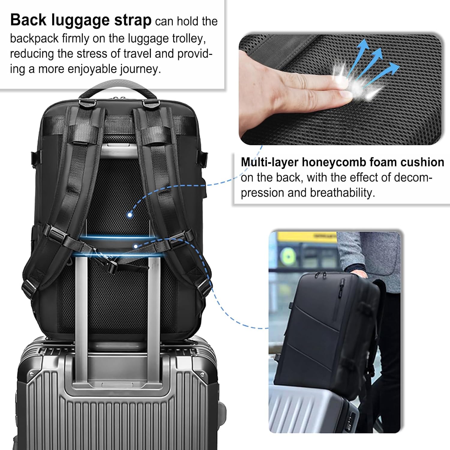 Somago Laptop Backpack Carry On Casual Daypacks fit for 16" Laptop 25 L Water Resistant Rucksack Travel Backpack with Shoes Compartment Dry Wet Separation USB Charger Port (Black)