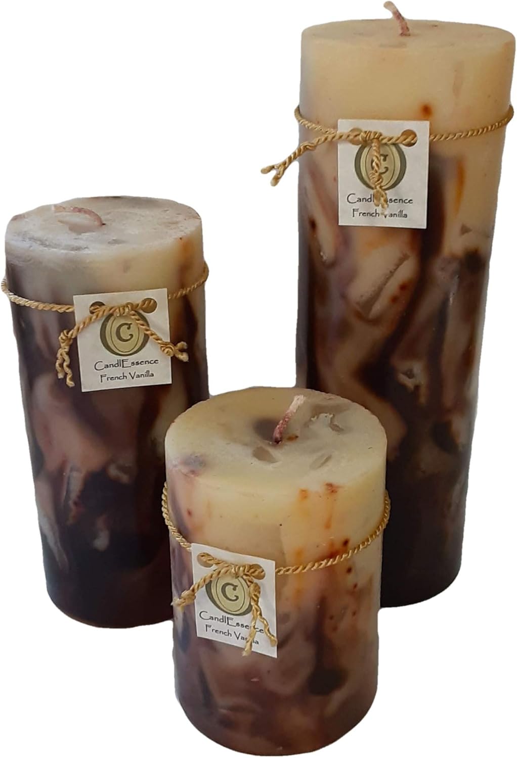 Handmade Scented Candle - Long Burning Pillar - French Vanilla (Set of 3)