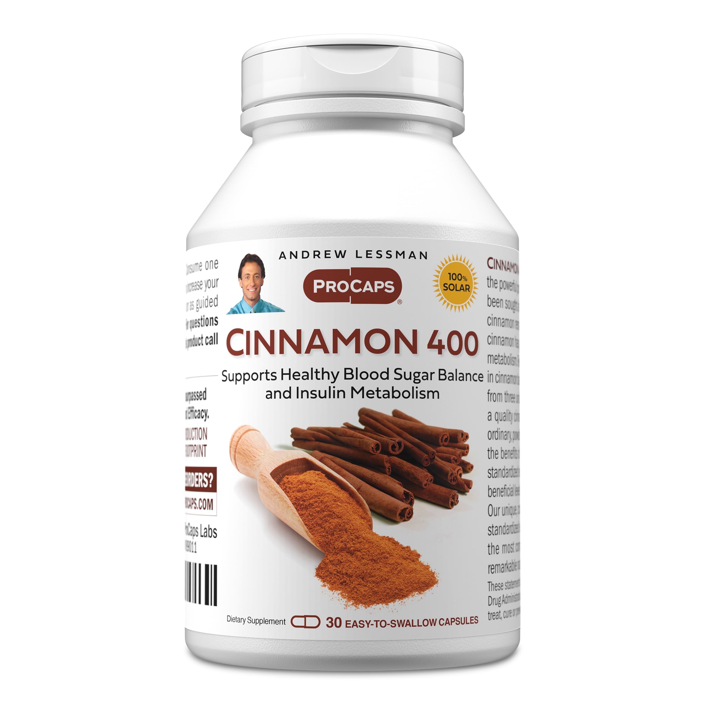 ANDREW LESSMAN Suplemento de Canela com Extrato Padronizado da Casca de Canela 400 mg 30 cápsulas
