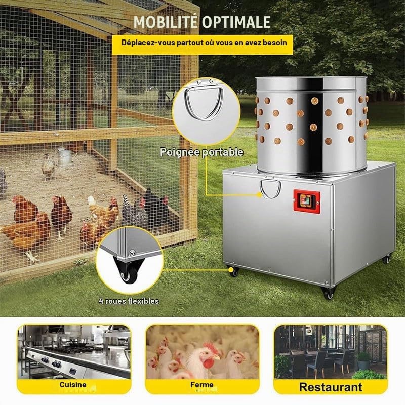 Machine à plumer Le Poulet 1500 W 20 po 275 TR/Min, plumeuse de Plumes de Poulet, Machine à plumer la volaille, plumeuse Automatique de Poulet - Idéal pour la volaille, Le Poule