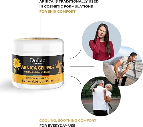 Miniatura 3 de Dulac Arnica Gel de masaje corporal – Gel de masaje cosmético a base de agua con árnica montana, textura ligera de absorción rápida, sensación