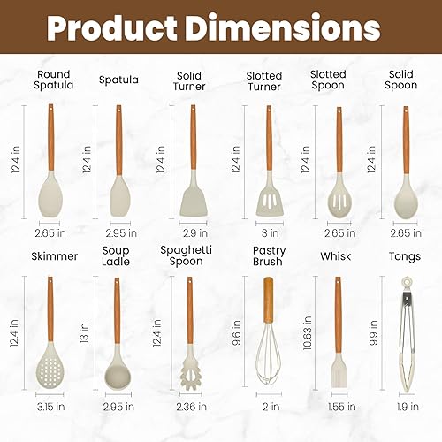 Miniatura 2 de Juego de utensilios de cocina  Utensilios de cocina de silicona 12 piezas para cocinar, espátula, volteador, cuchara, cepillo, útiles ollas y