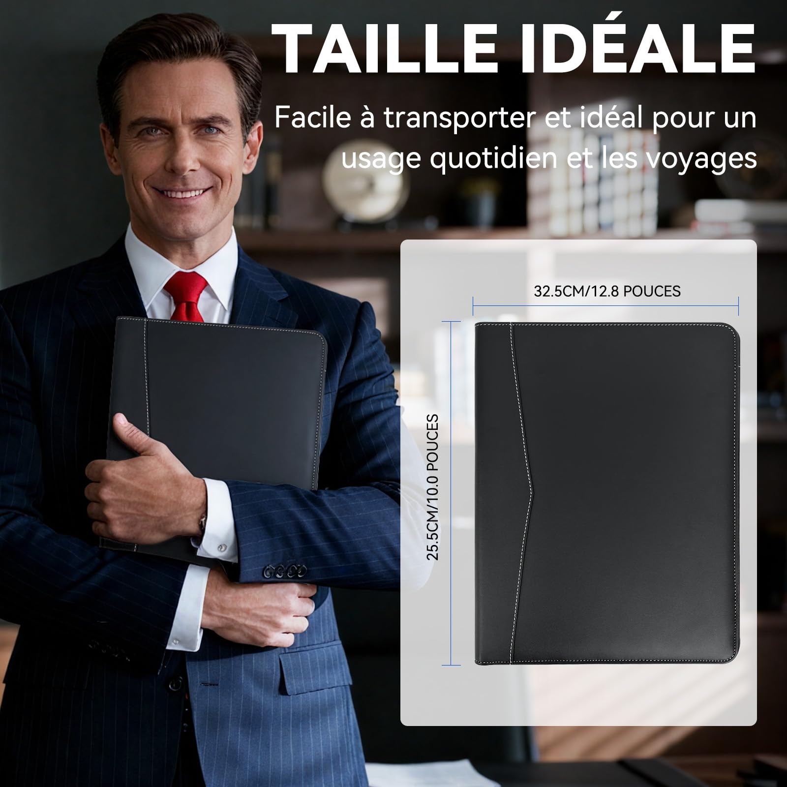 Newyes Porte-Documents A4 Imperméable Cuir Synthétique Noir
