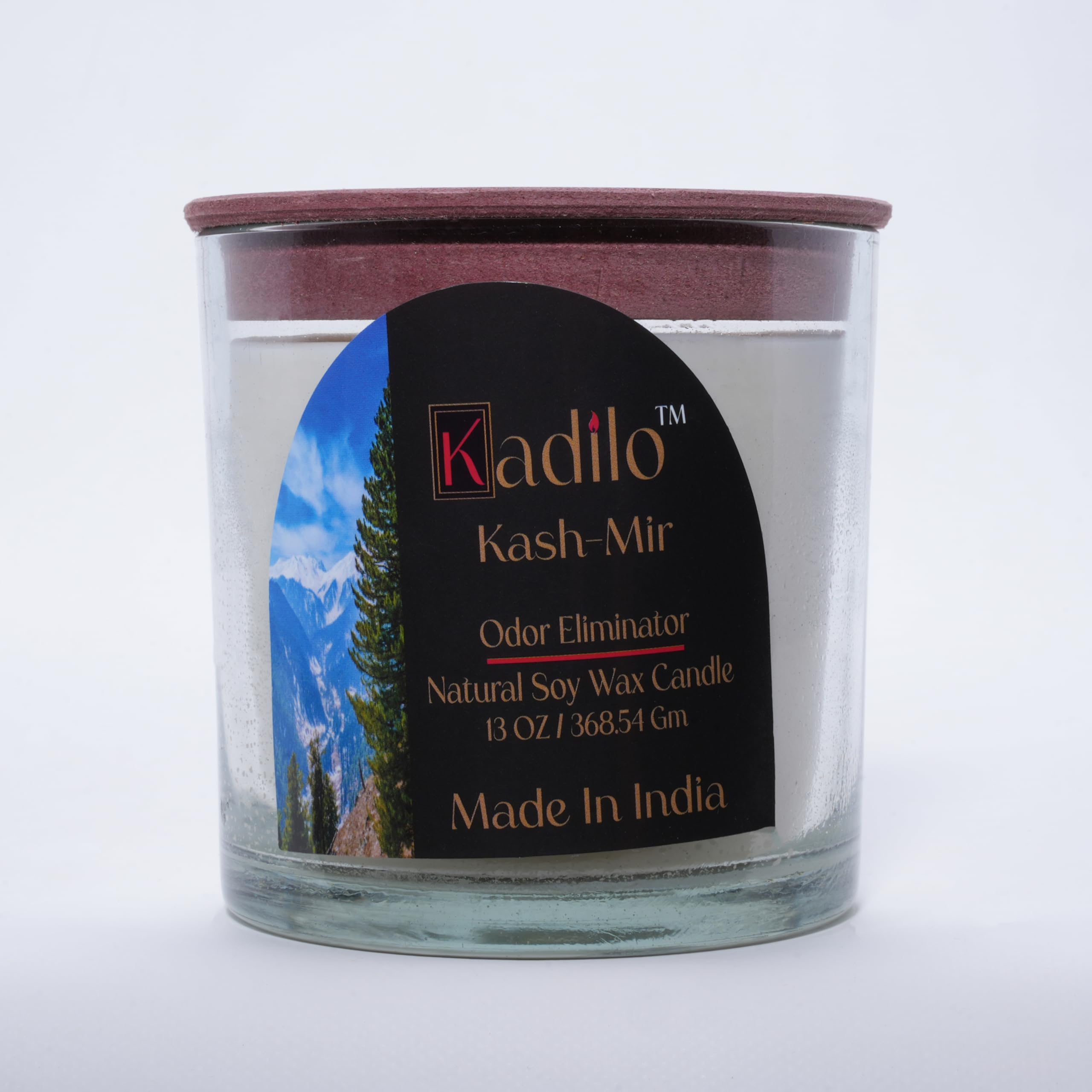 KadiloSoy Wax Scented Candles, Aromatherapy, Stress Relief, Vegan, Non-Toxic, Infused with Natural Essential Oils from Ancient vedas, Long-Lasting Aroma, 13oz, 3 Wicks, (Kash - Mir)