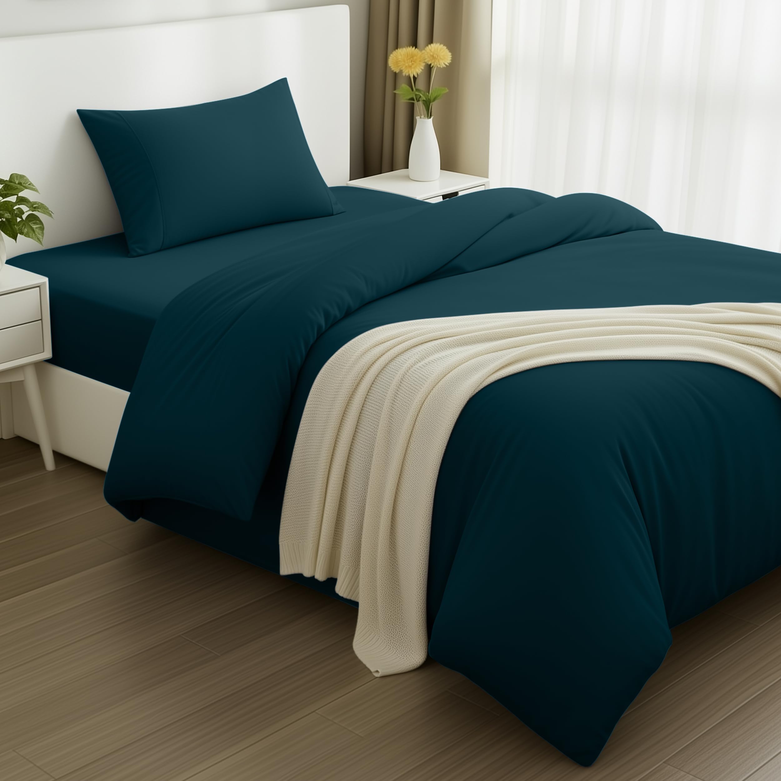 Utopia Bedding - Funda nordica Cama 150, Sabana Bajera 230x220 y Fundas Almohada (50x75cm) - Funda edredon Cama 150 - Juego de Cama de Microfibra cepillada Suave (Gris) — view 13