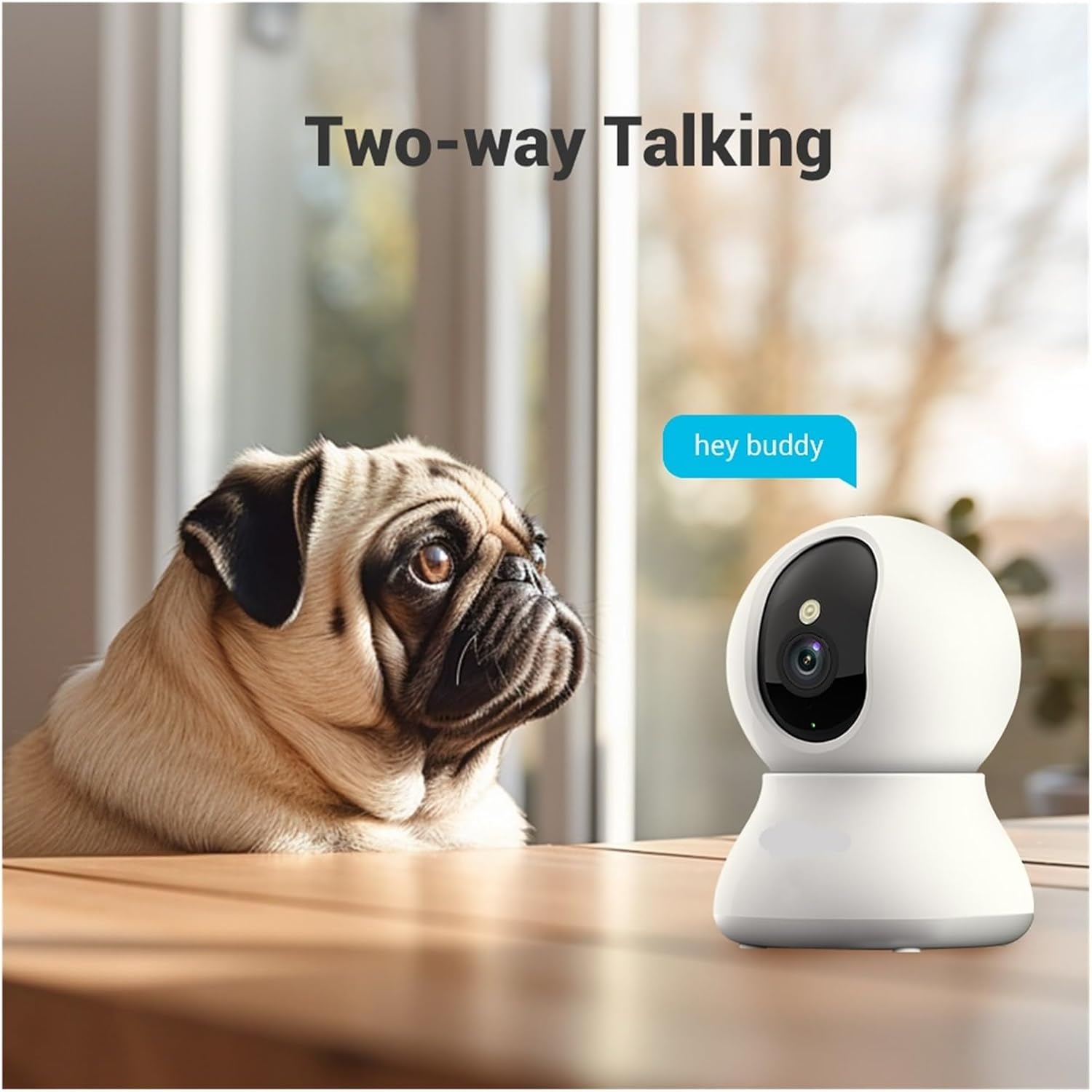 Pet Camera 2K, 360° Indoor Security Camera, Camera with Phone App, PTZ Cameras for Home Security Indoor, 2-Way(USB)
