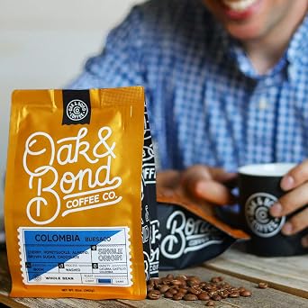 Oak & Bond Coffee Co. Colombia Single Origin and Espresso Bourbon Barrel Aged Coffee Bundle, Whole Bean Arabica - 22oz. Total