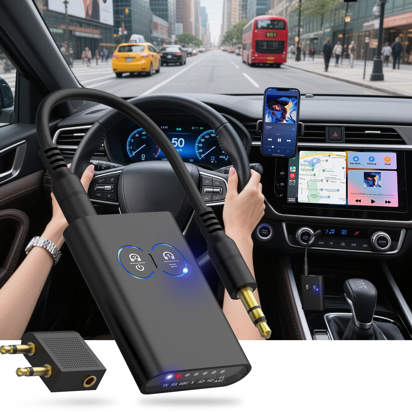 Bluetooth Transmitter Receiver for TV, 2-in-1 Bluetooth 5.3 Adapter with Qualcomm aptX Adaptive Supports 2 AirPods/Headphones Wireless HD Audio